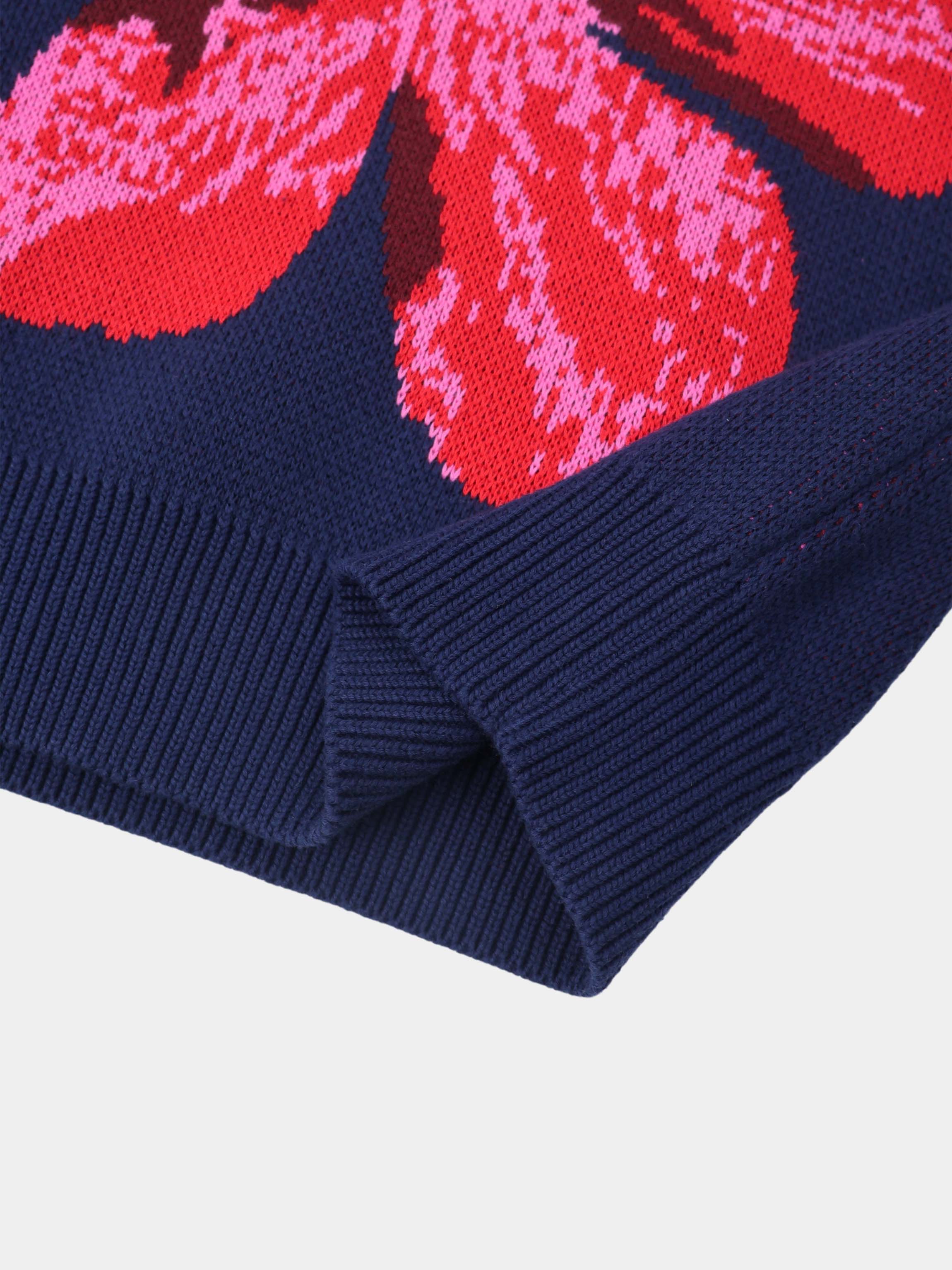 Flower Design Sweater - Blue