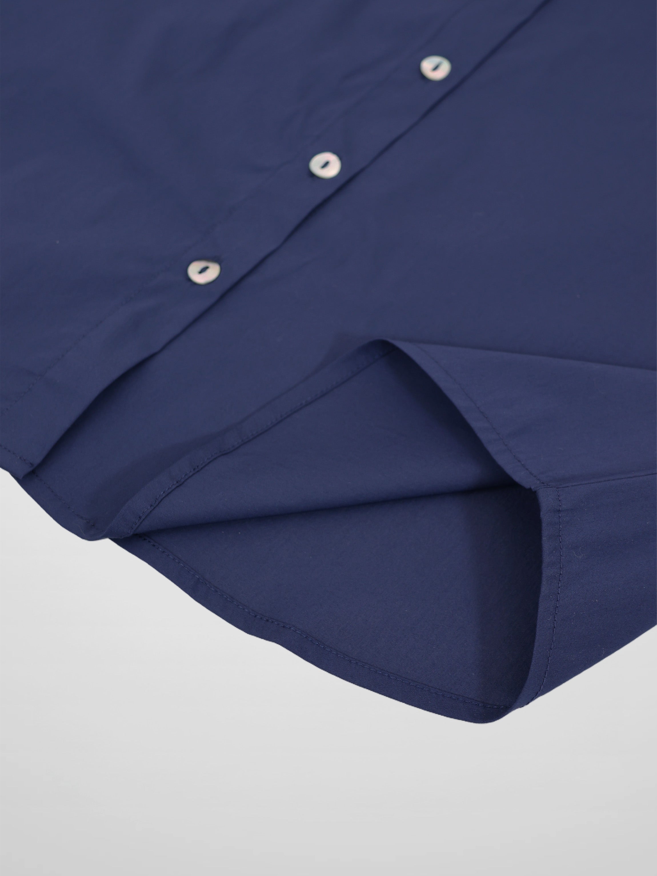 Cotton Button Down Blouse-Navy