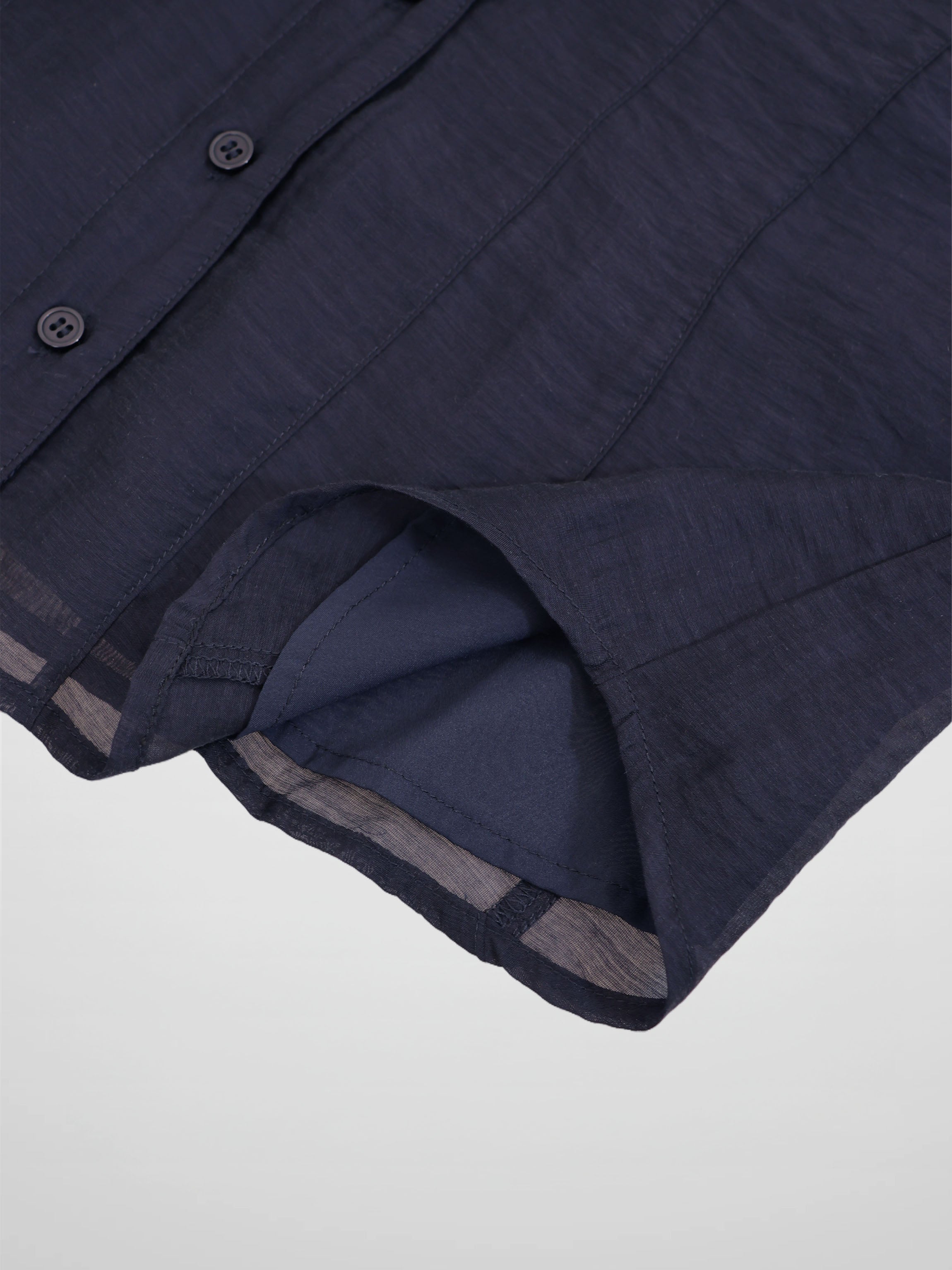 High V Neck Blouse-Navy