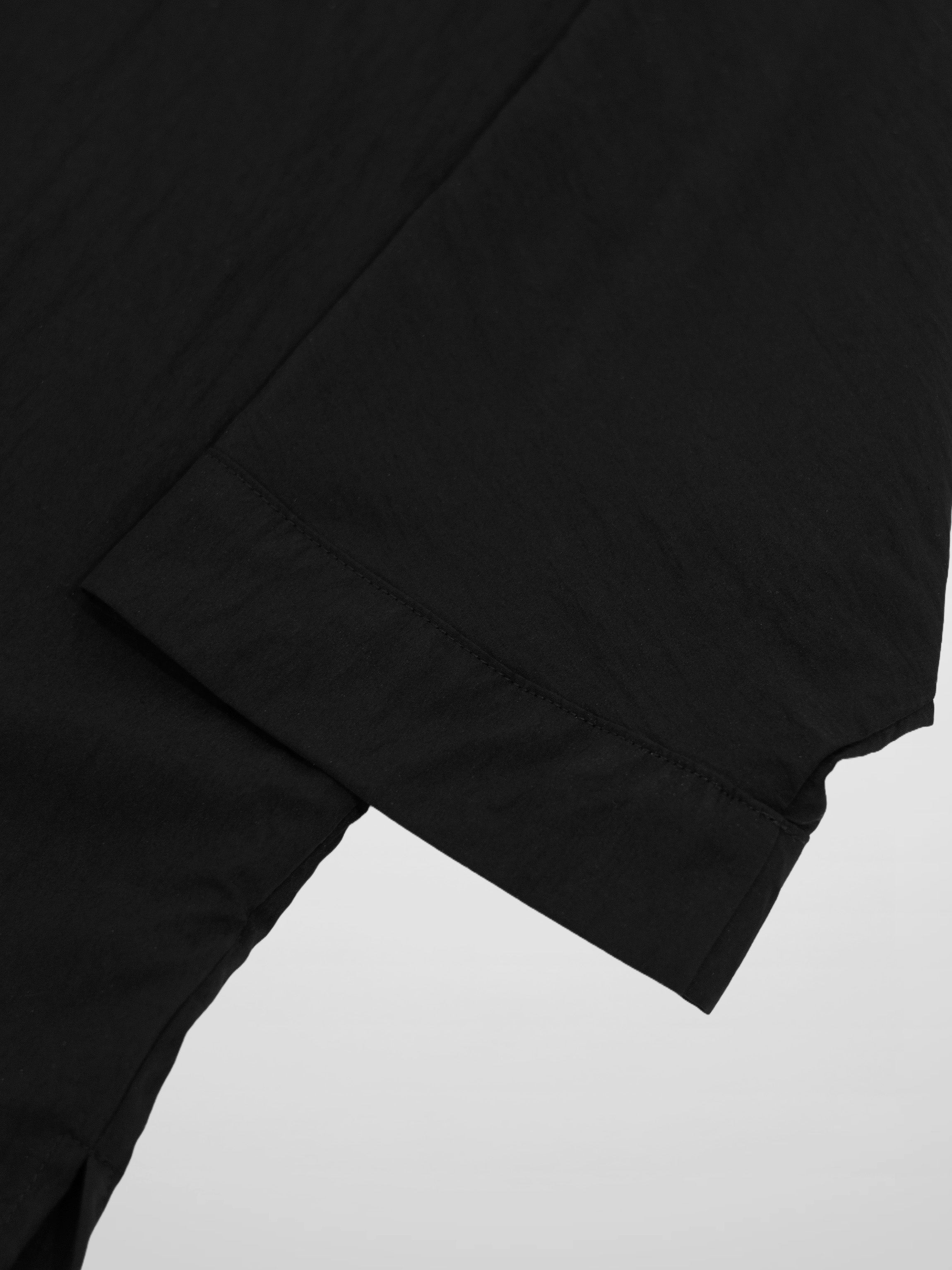 Boxy Dolman Sleeve Crinkle Blouse-Black