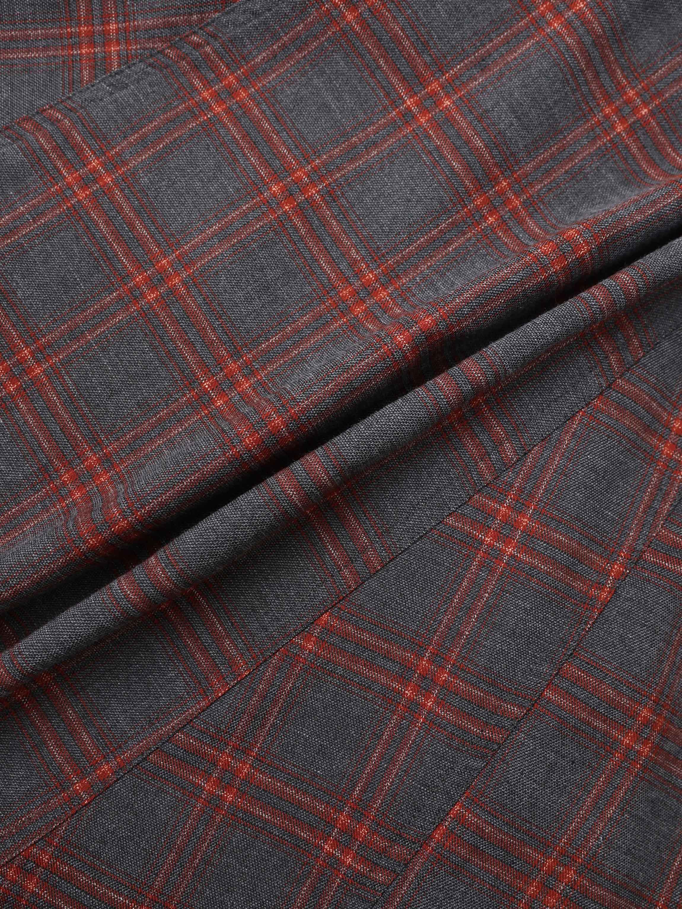 Seamed Flare Skirt - Grey/Rust Plaid