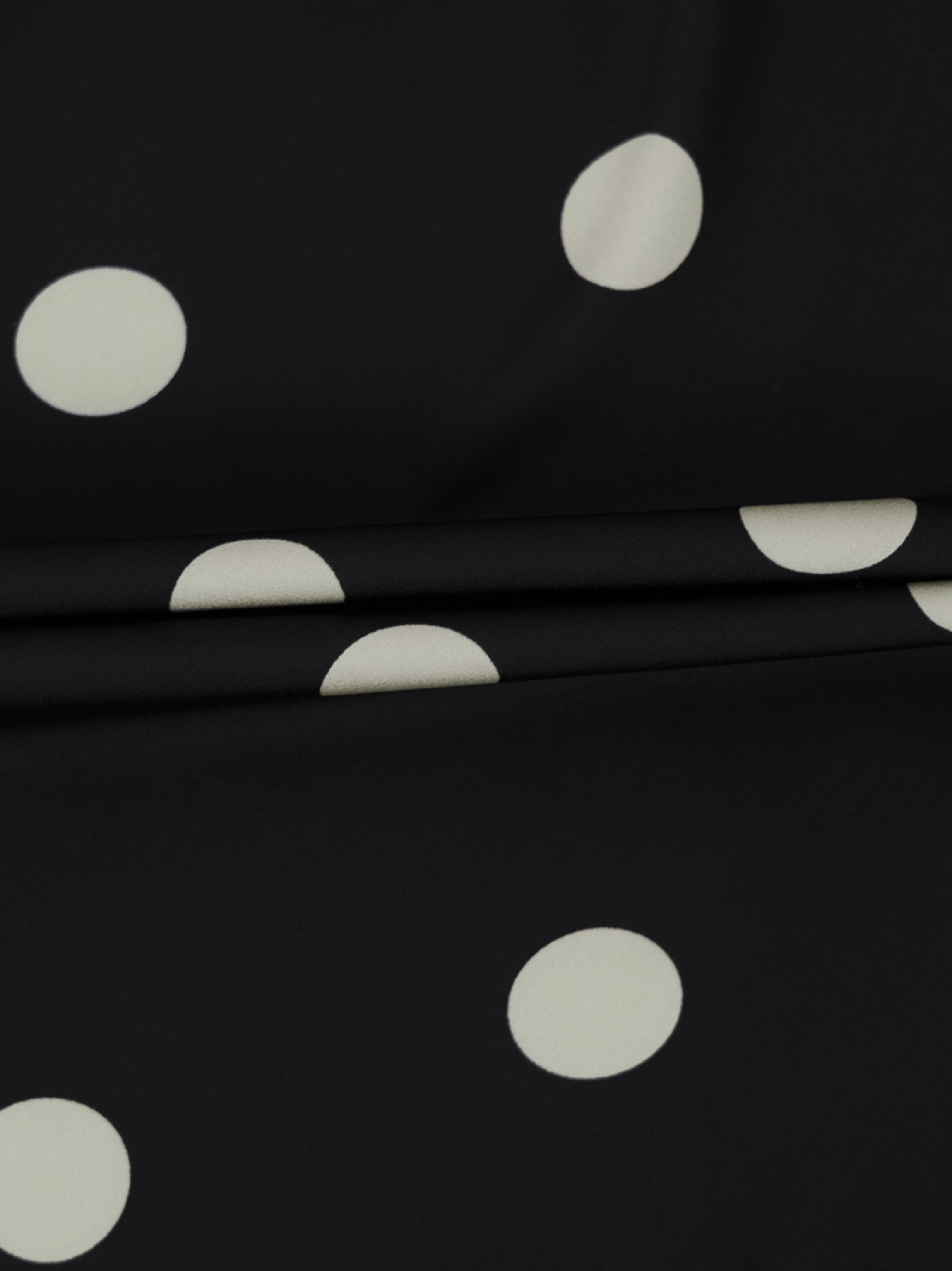 Oversized Satin Blouse-Black/Cream Polka Dot