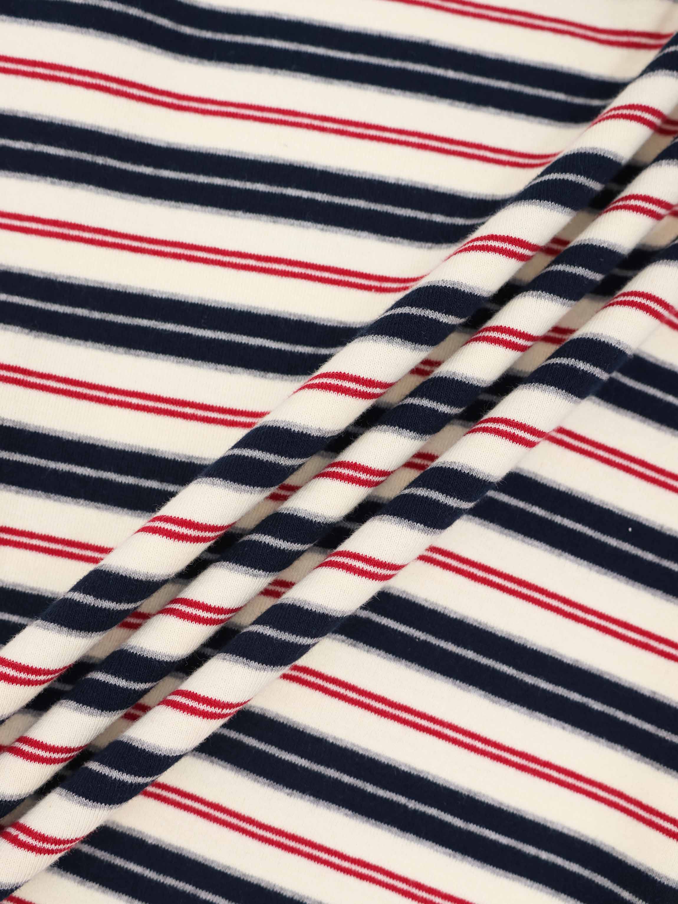 Embroidered Crown Striped Tee-Navy Stripe