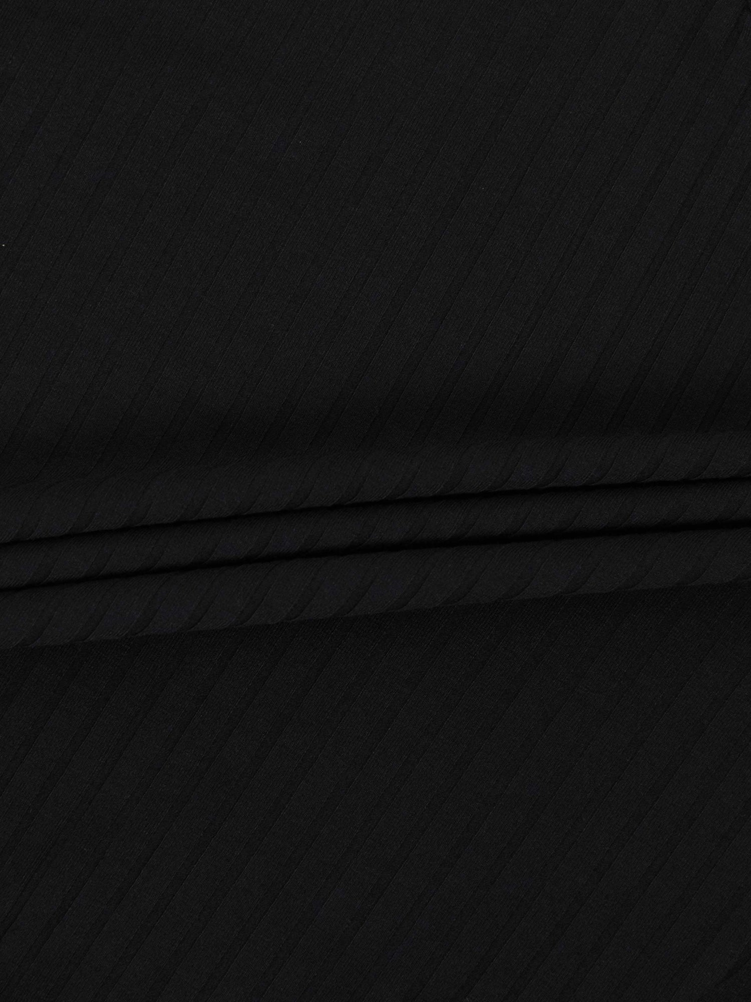 Bomber de canalé con escote en V alto-Negro