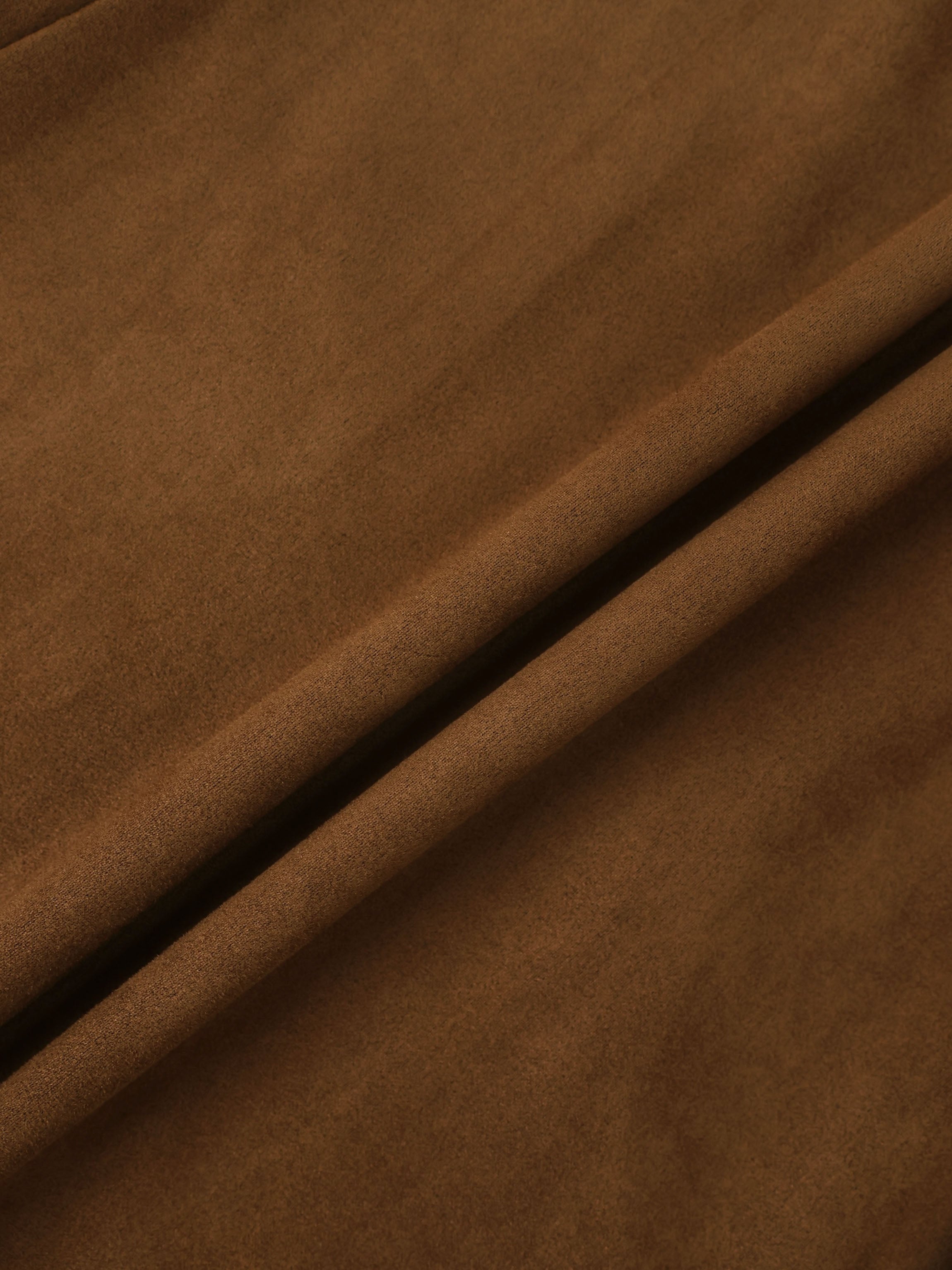 Curved Yoke Faux Suede Skirt - Brown