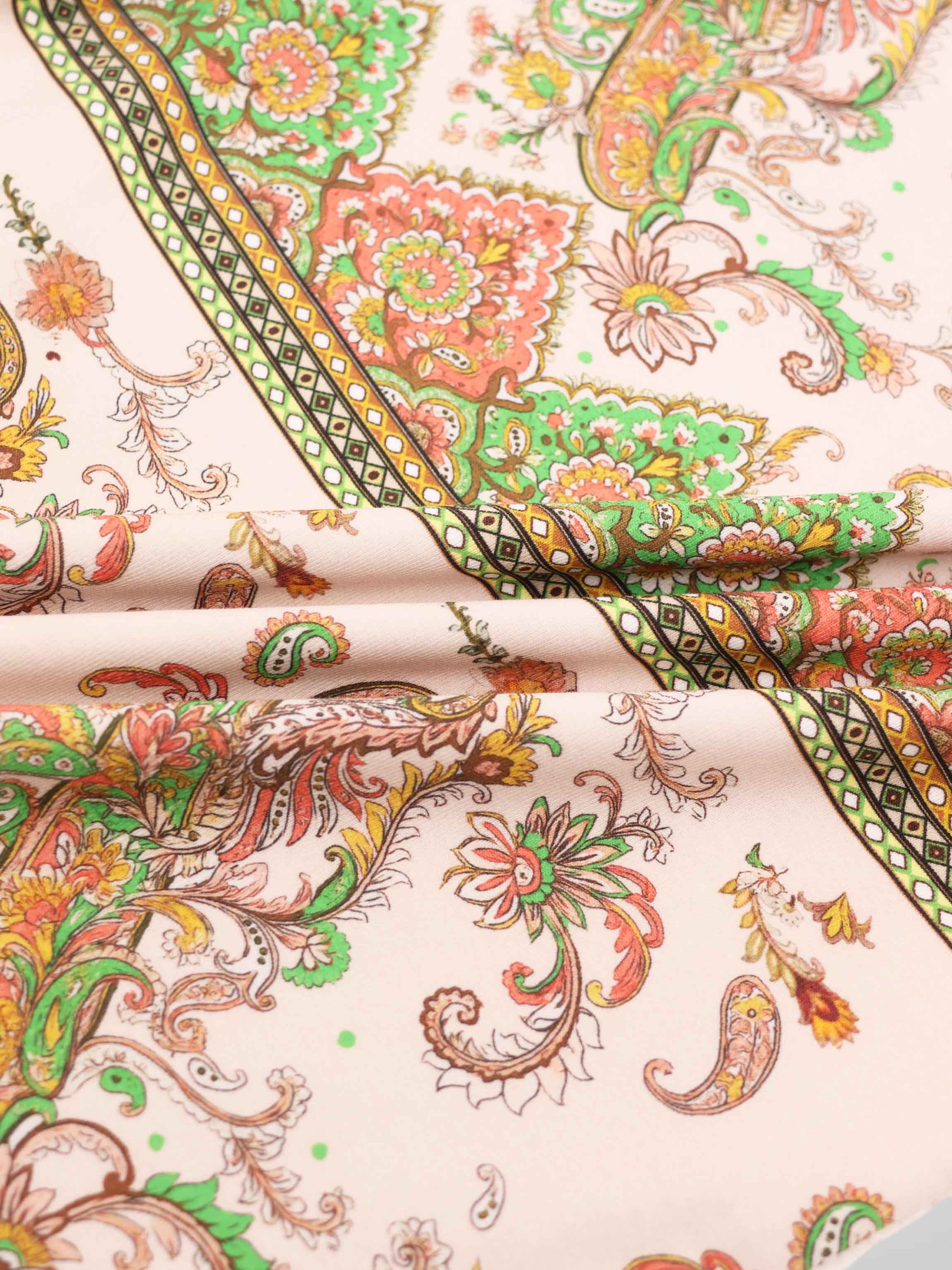 Basic Printed T-shirt-Pink Green Paisley