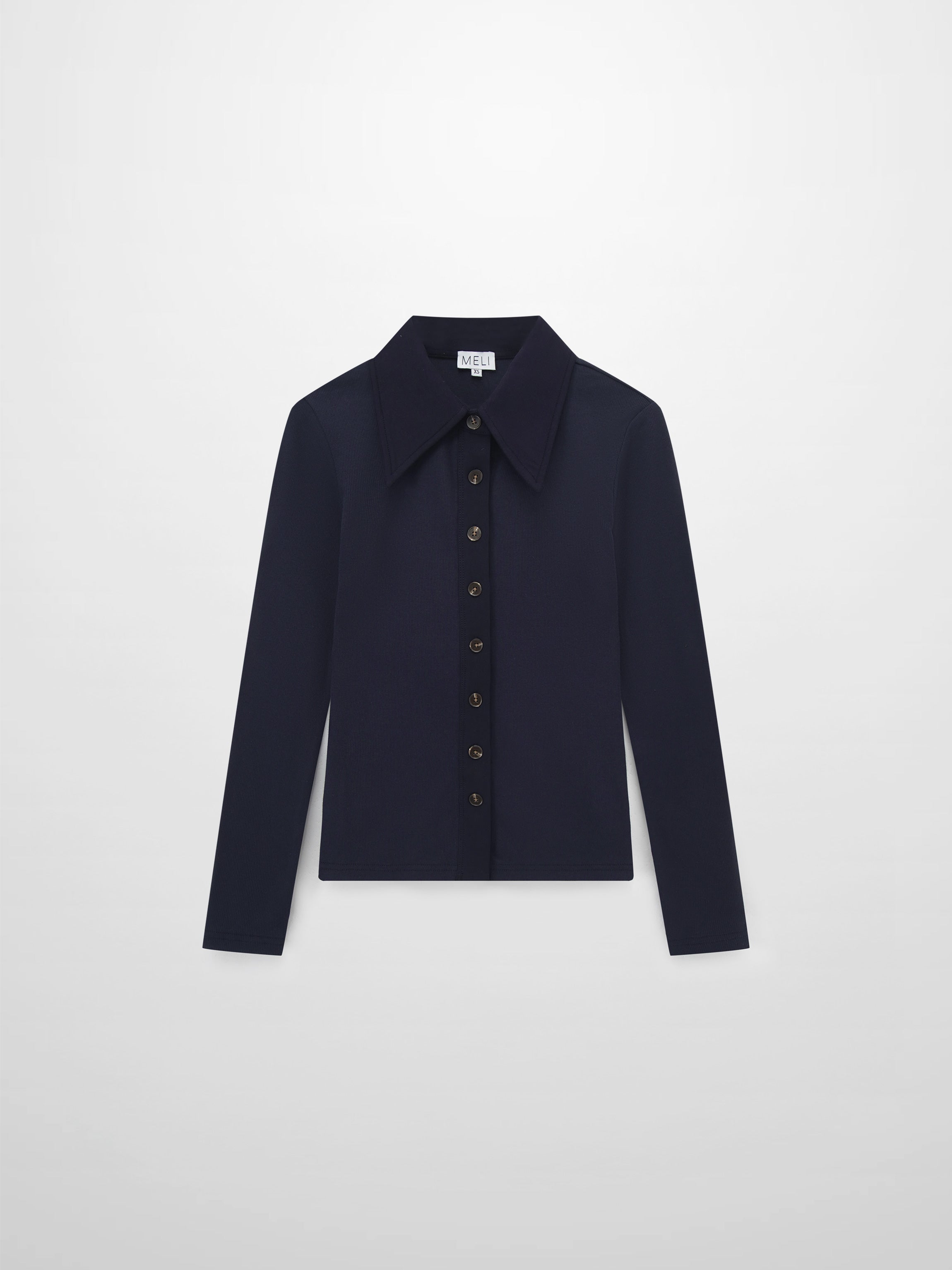Ribbed Button Down Shirt-Navy