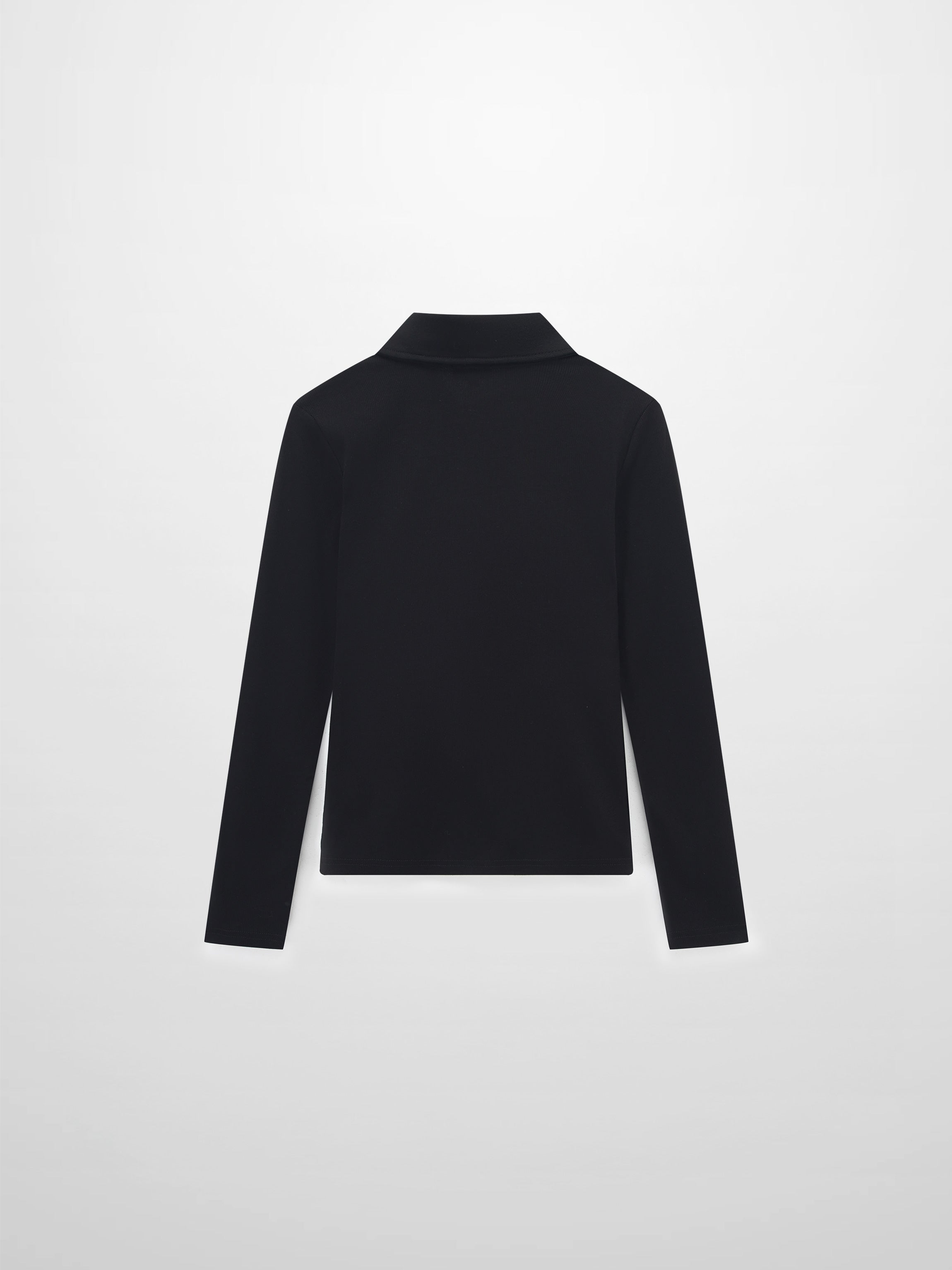 Ribbed Button Down Shirt-Black