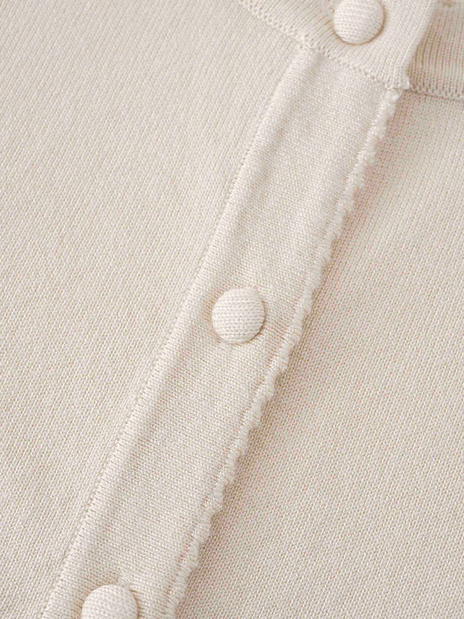 Trim Detail Crew Crop Cardigan-Cream