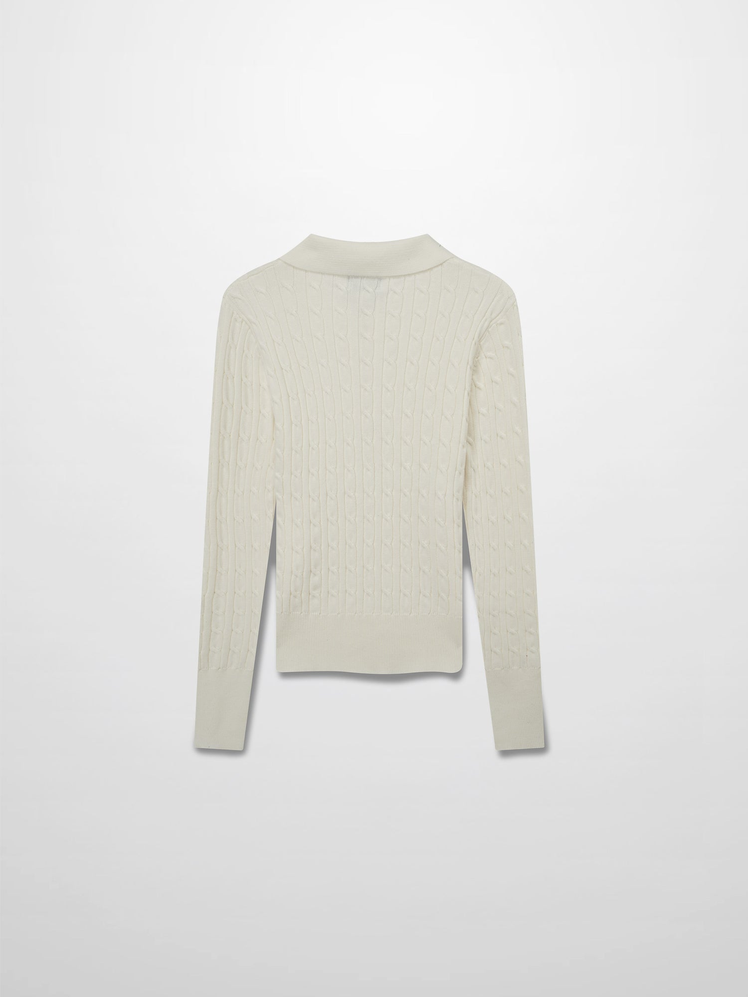 Leather Pull Half Zip Cable Polo-Ivory