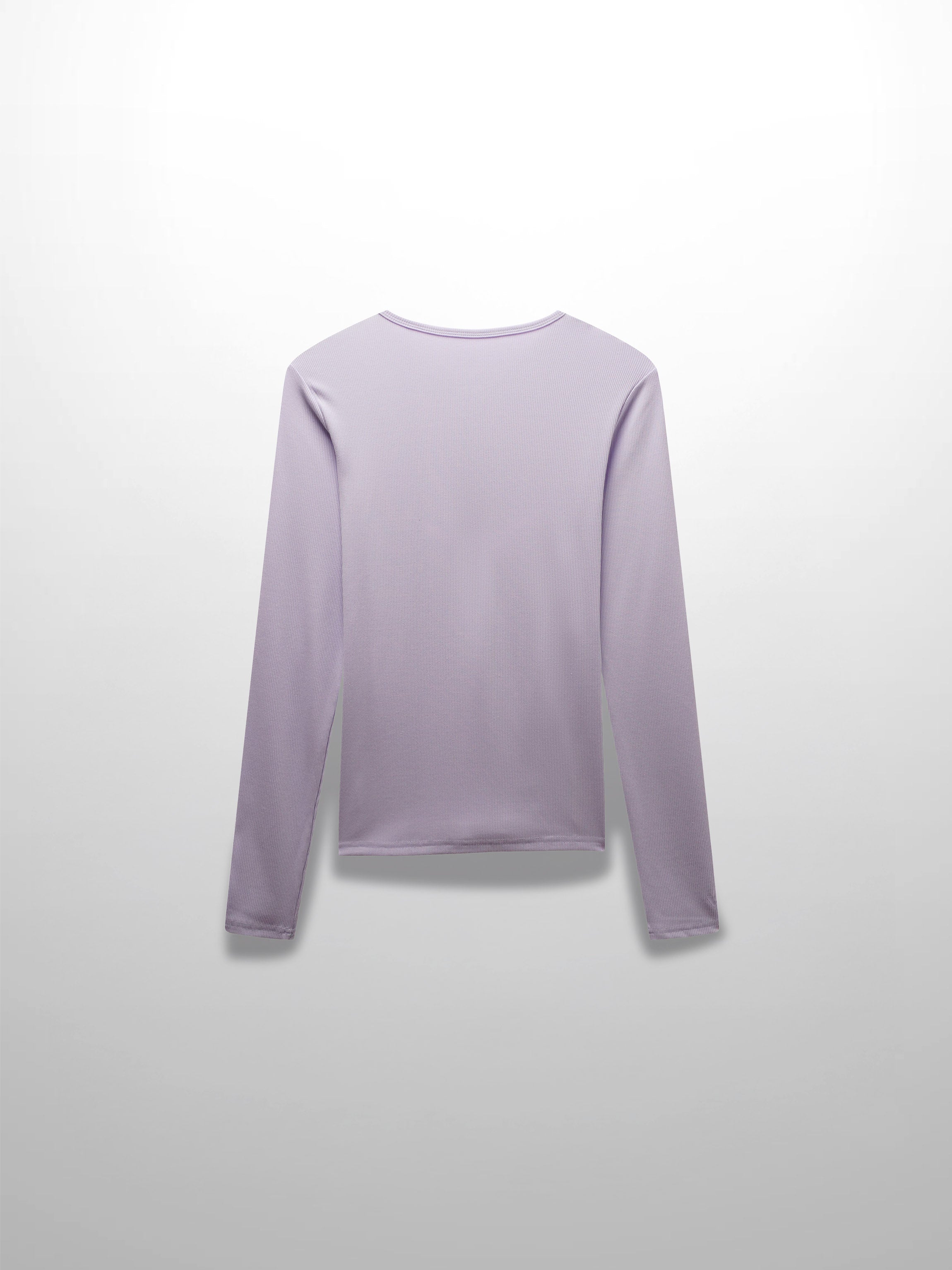 RIBBED HIGH V TEE LS-LILAC