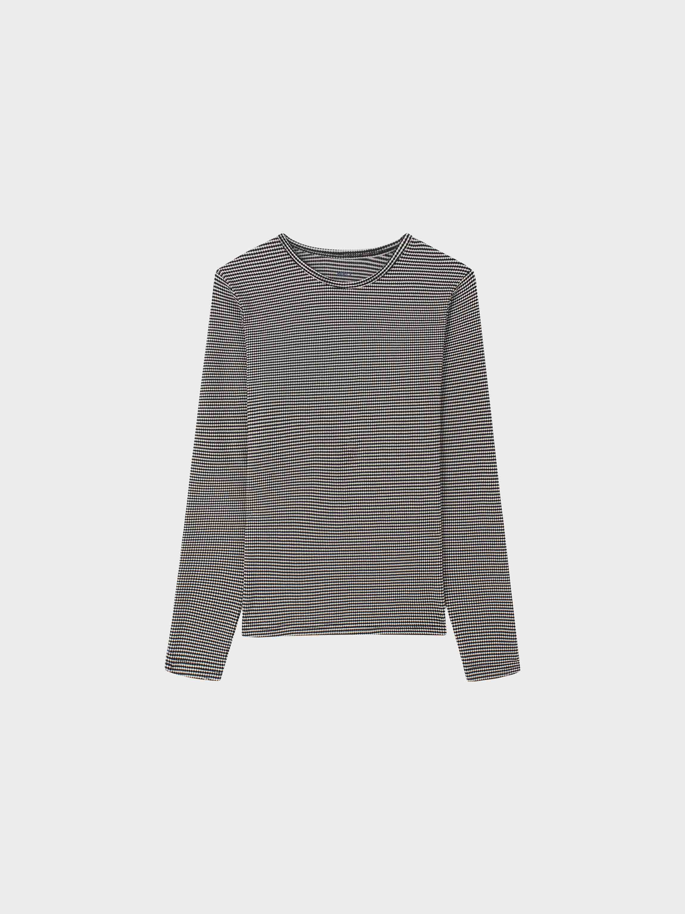 Waffle Striped Crew Tee-Black/White