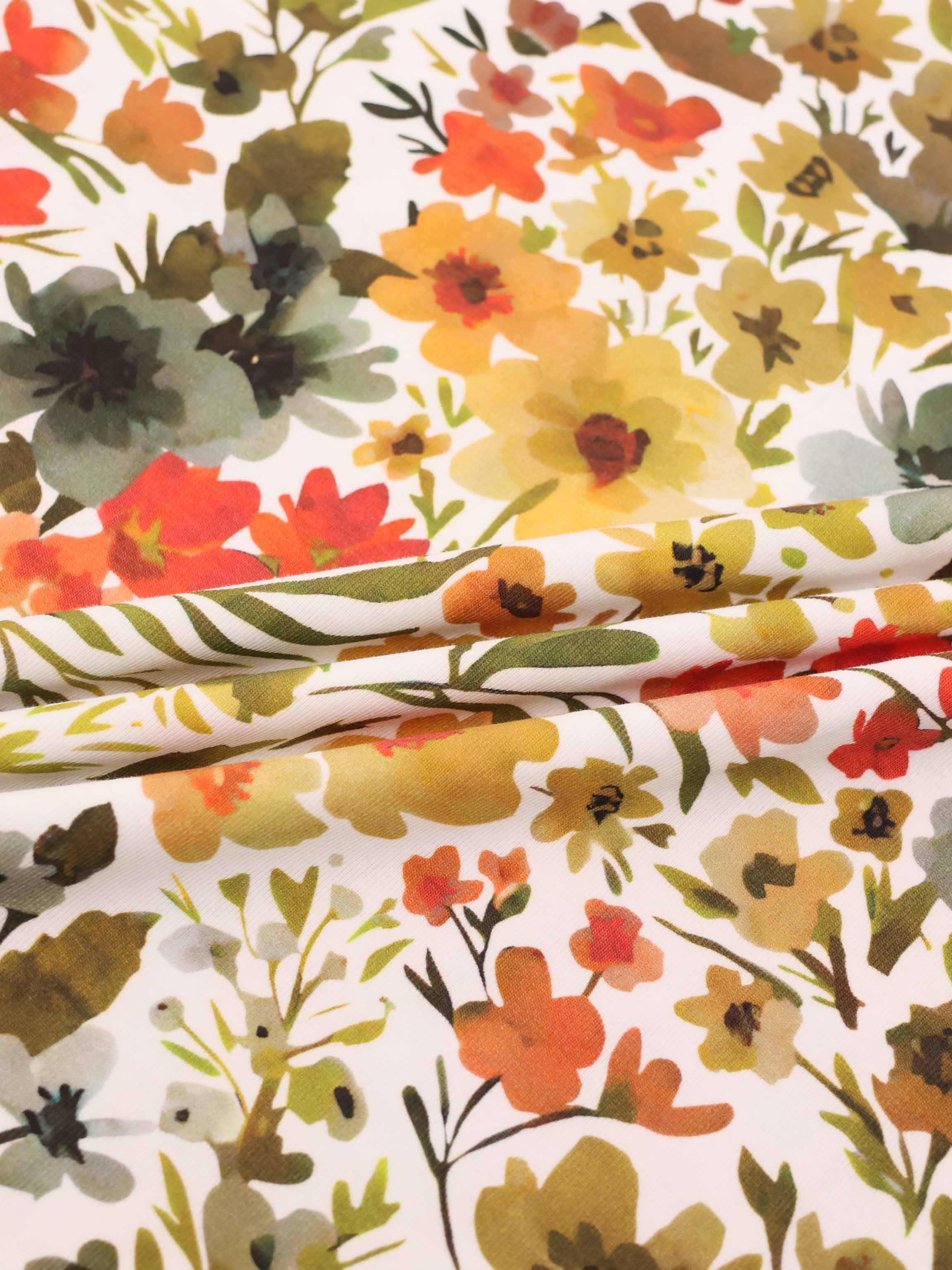 Basic Printed T-shirt-Earthy Floral