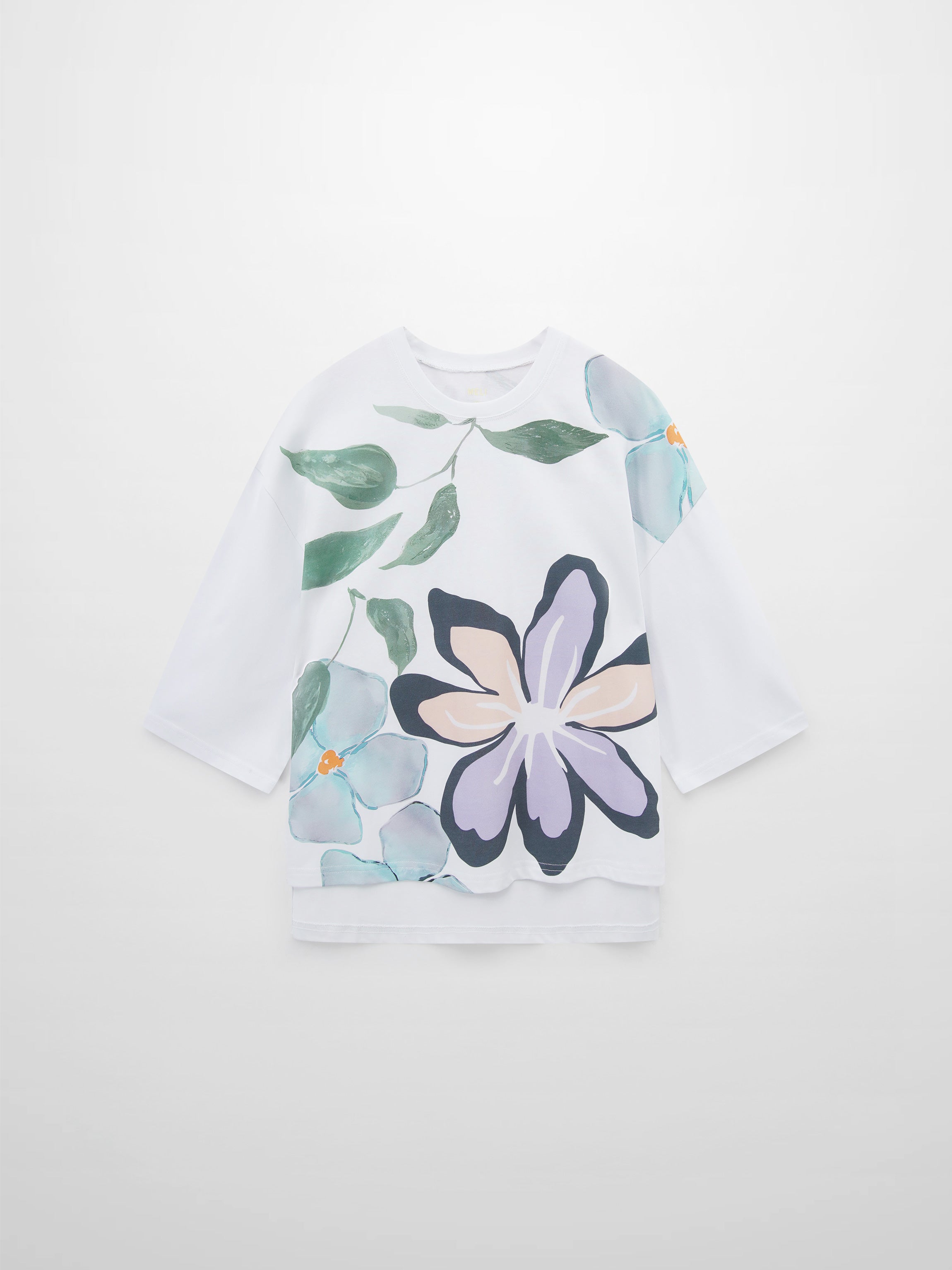 Oversized Printed Tee-Oversized Flower