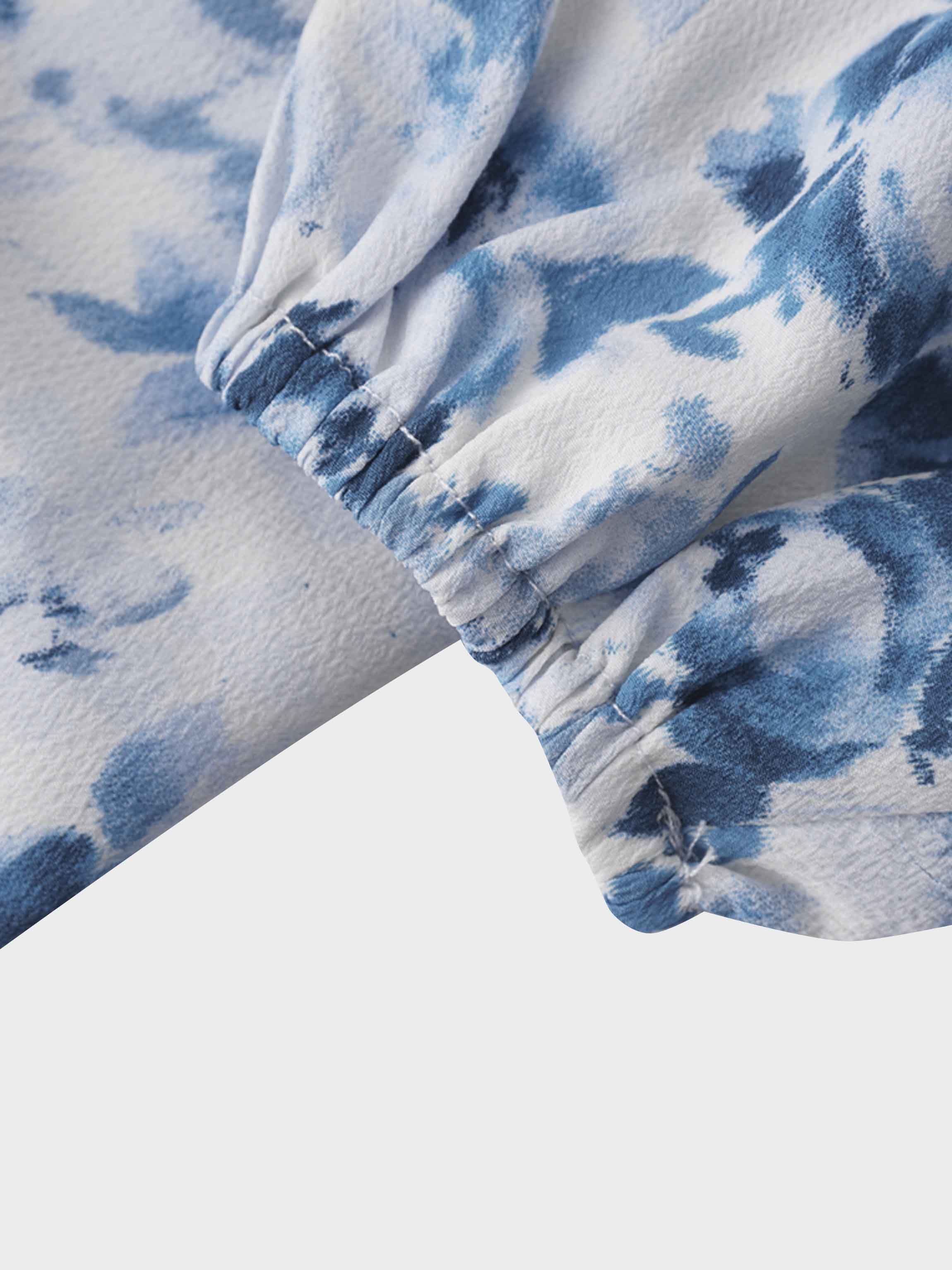 Tie Front Shirtdress-Light Blue Floral