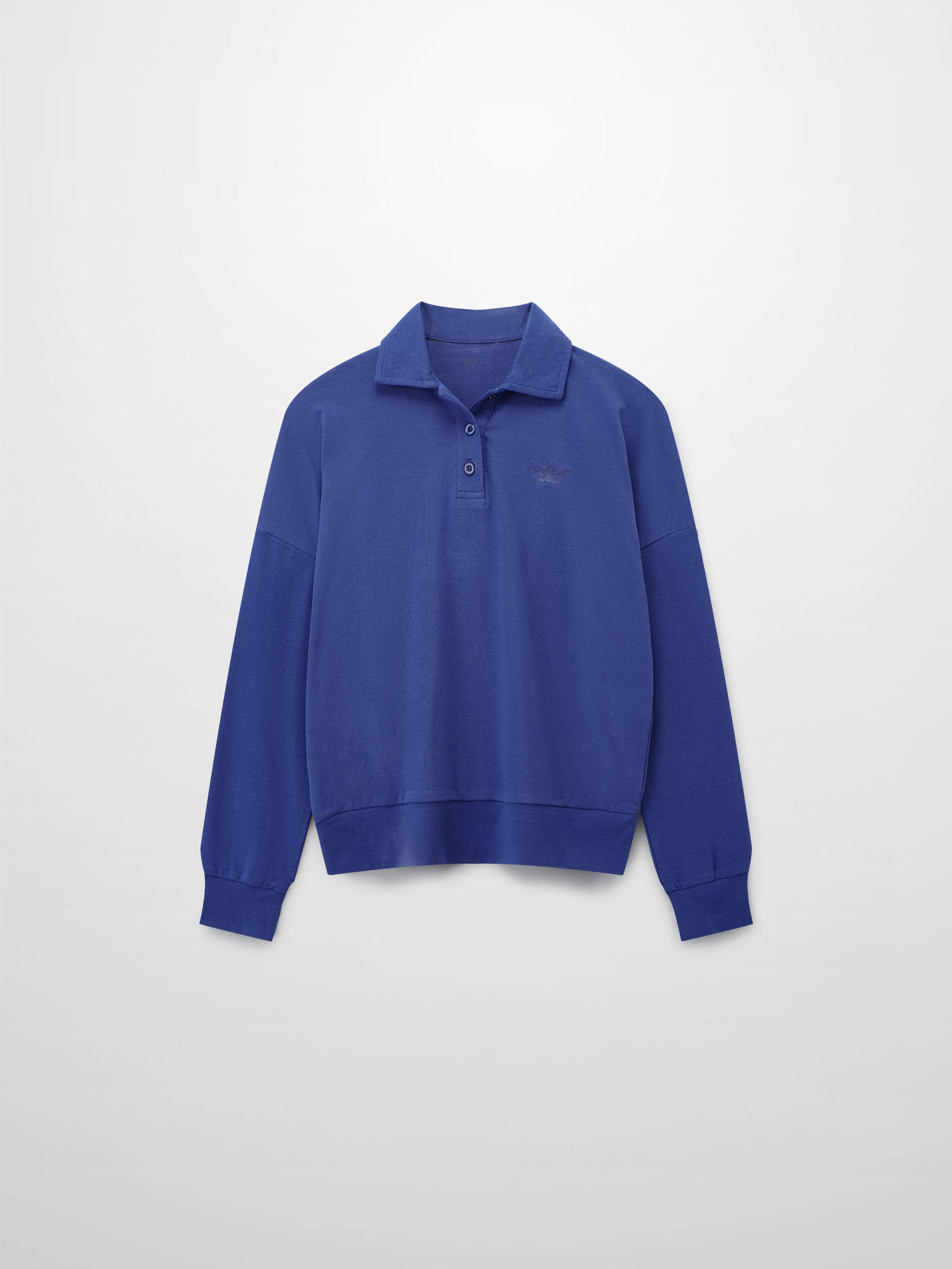 Collared Bomber Tee-Cobalt Blue