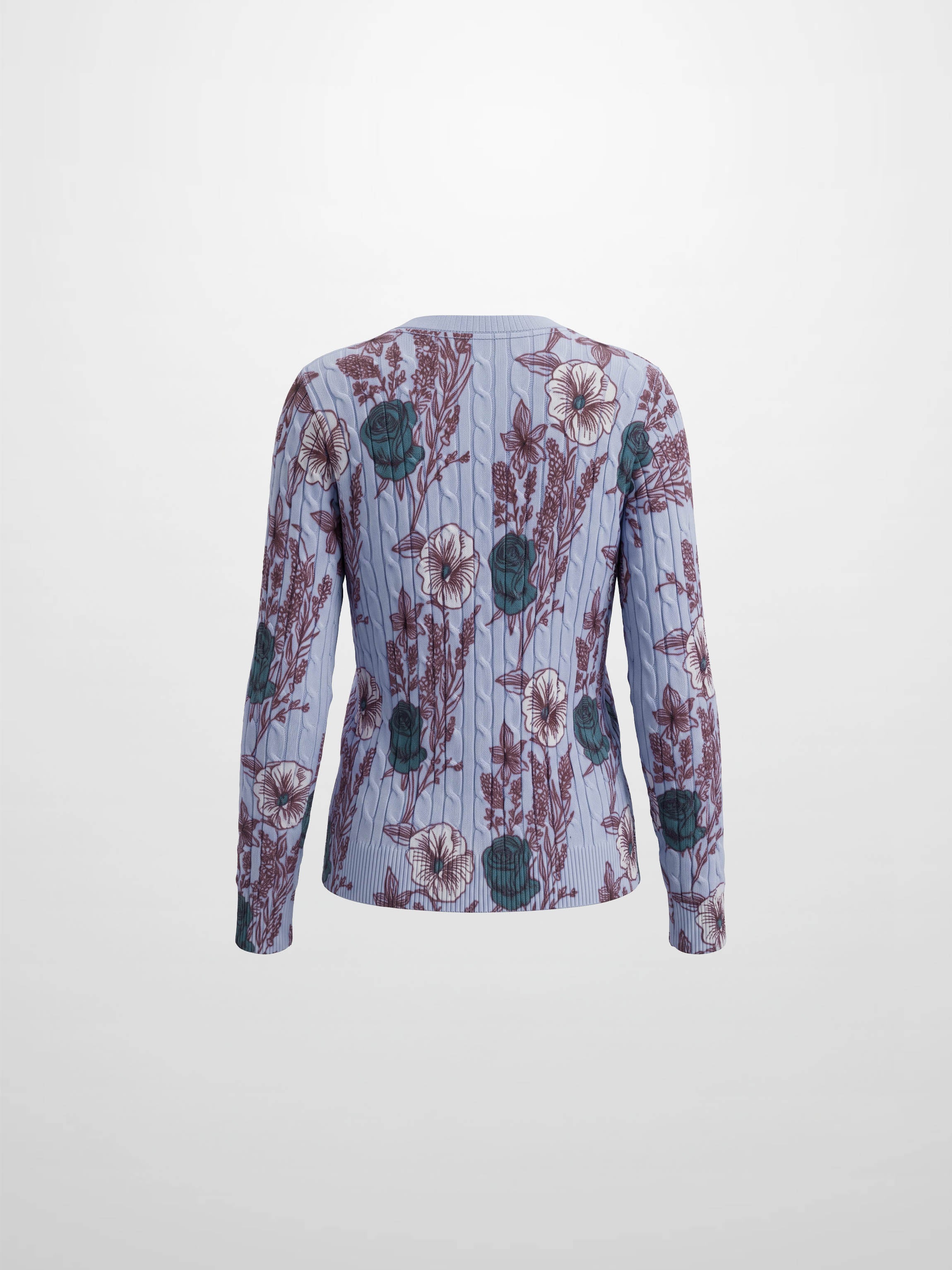 Floral Cable Printed Sweater - Lavender Floral