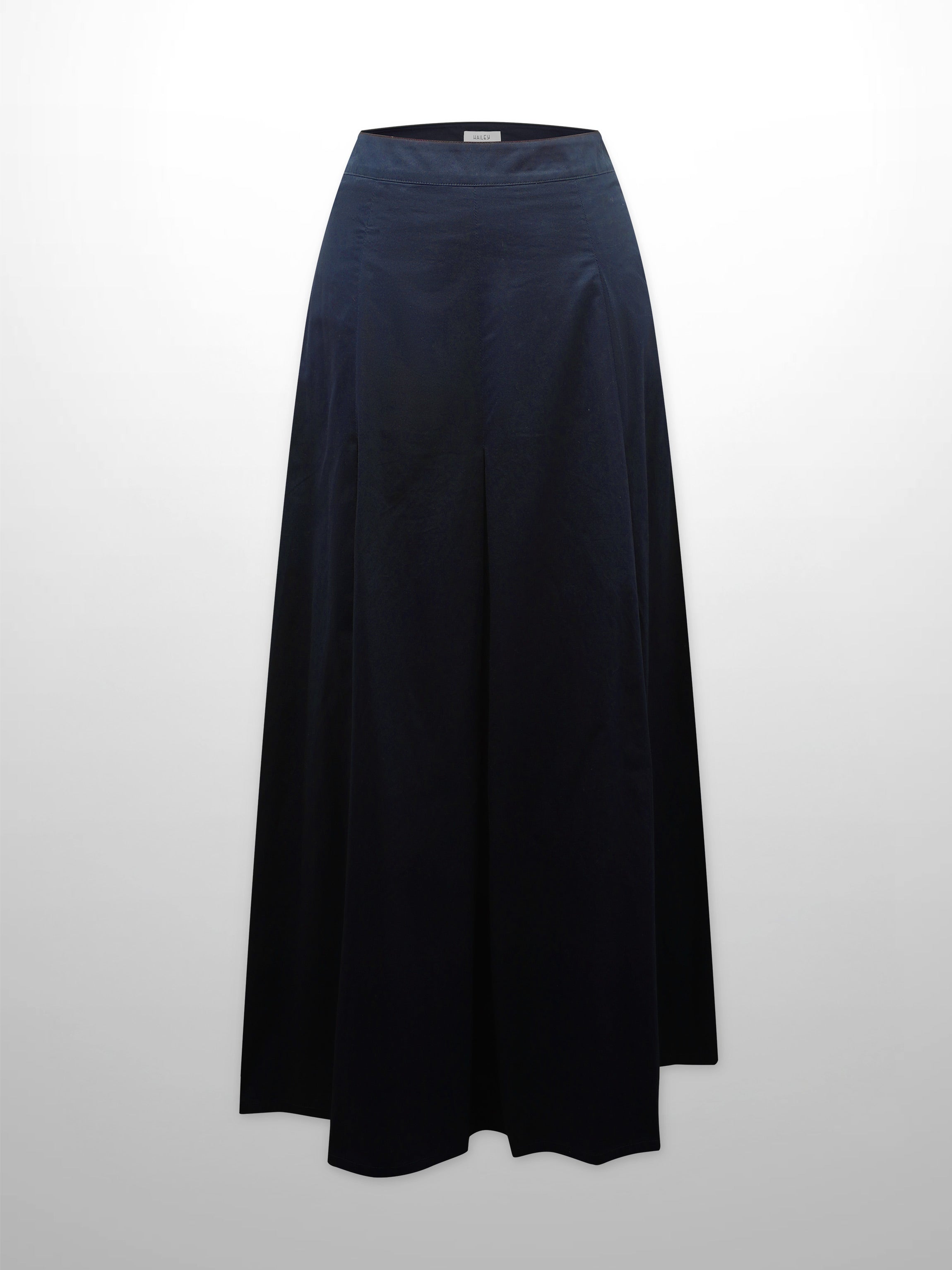 Stitch Down Cotton Pleated Skirt-Navy