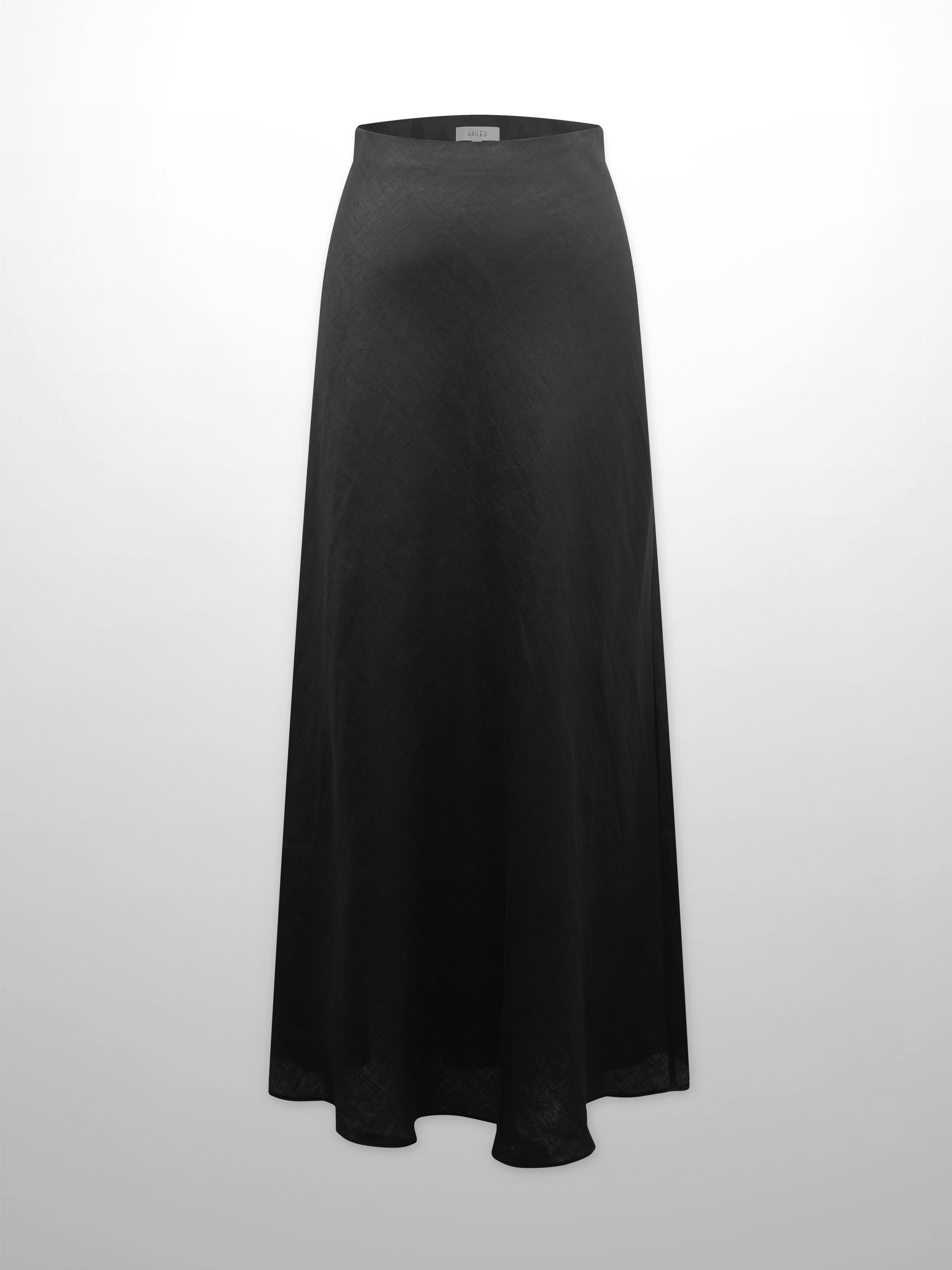 Linen Slip Skirt-Black