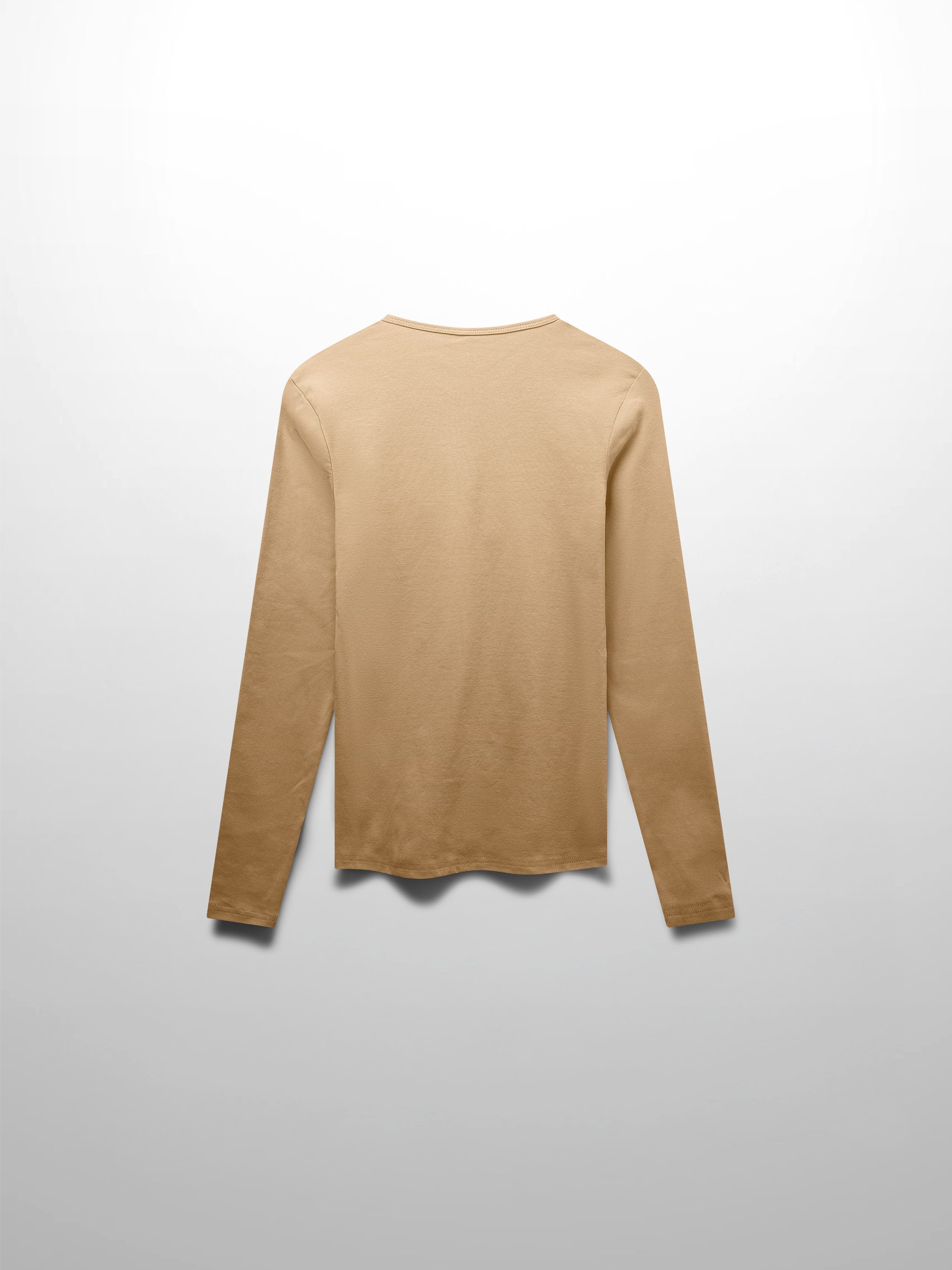 Basic High V Tee Long Sleeve-Taupe