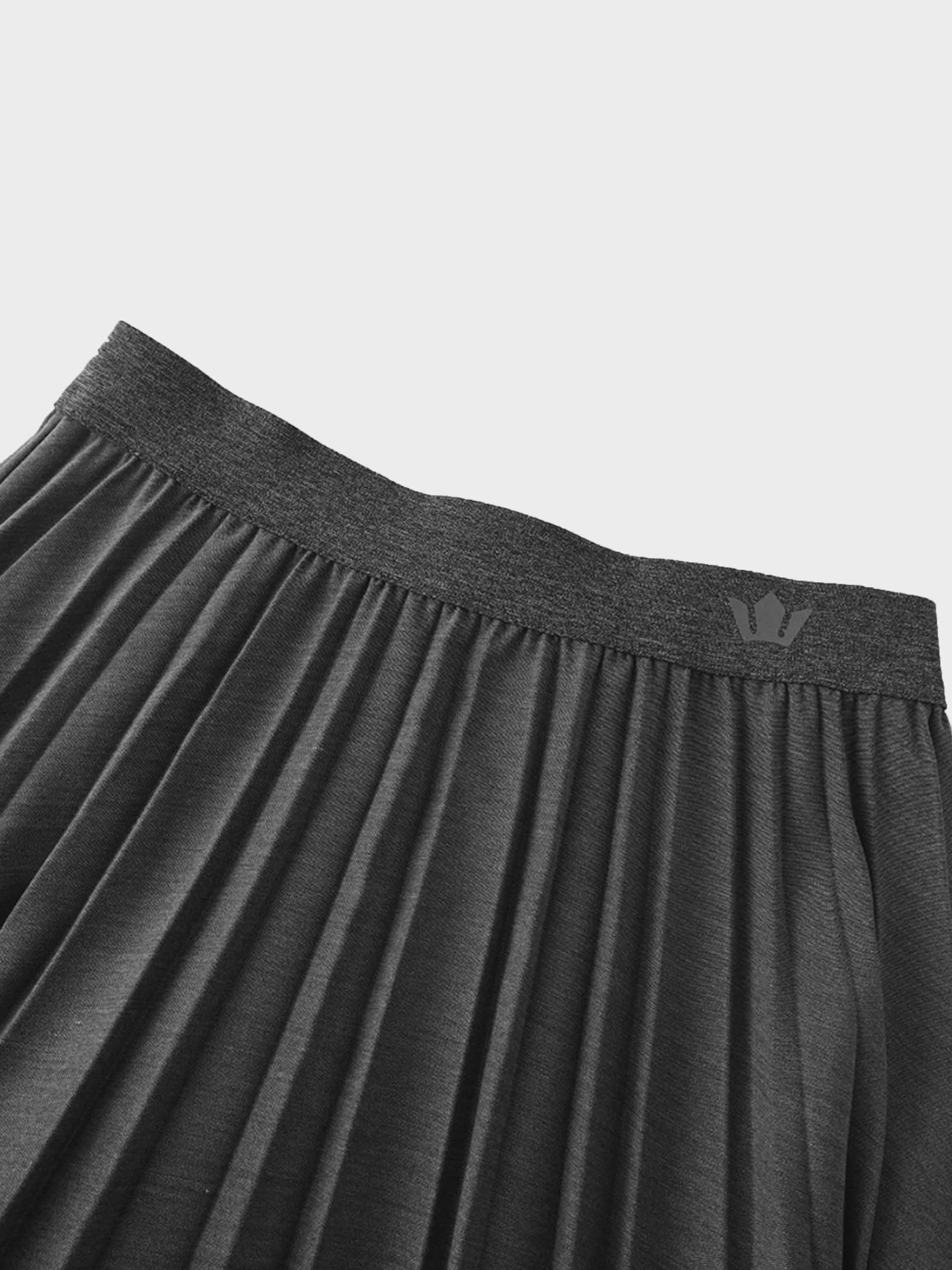 PLEATED SKIRT 35"-BLACK DENIM