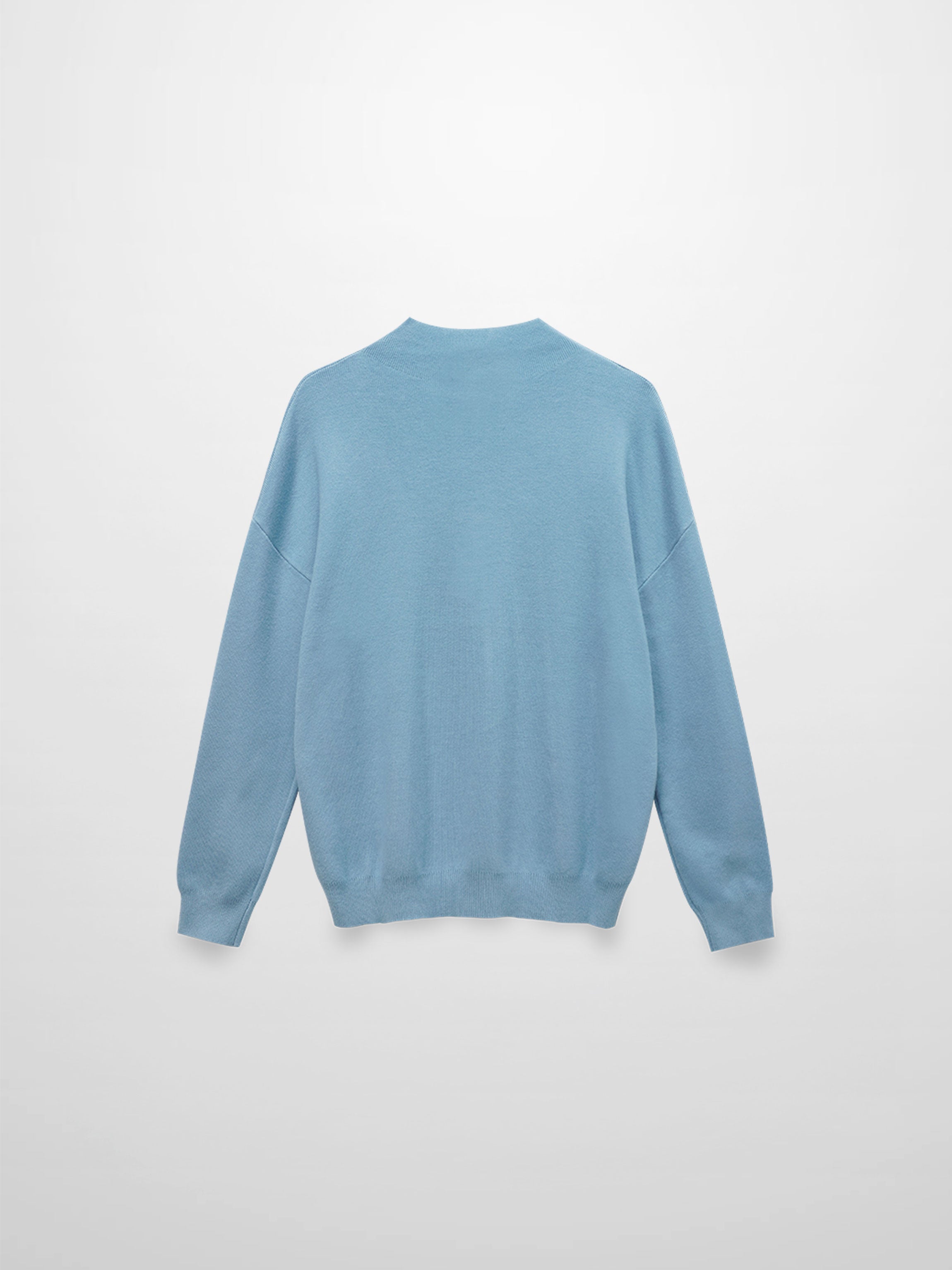 Mock Neck Thin Knit Sweater-Light Blue