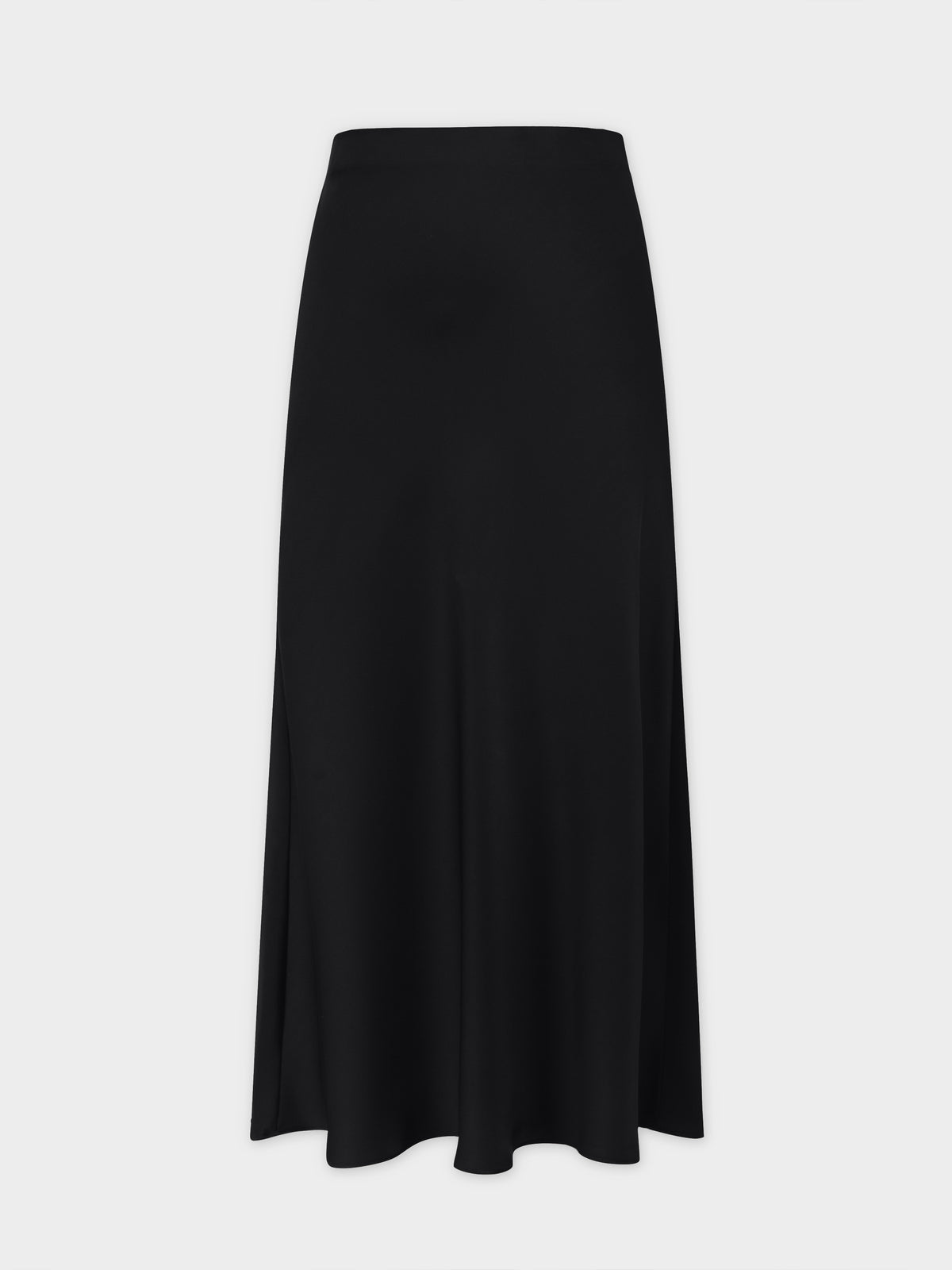 Solid Satin Slip Skirt-Black