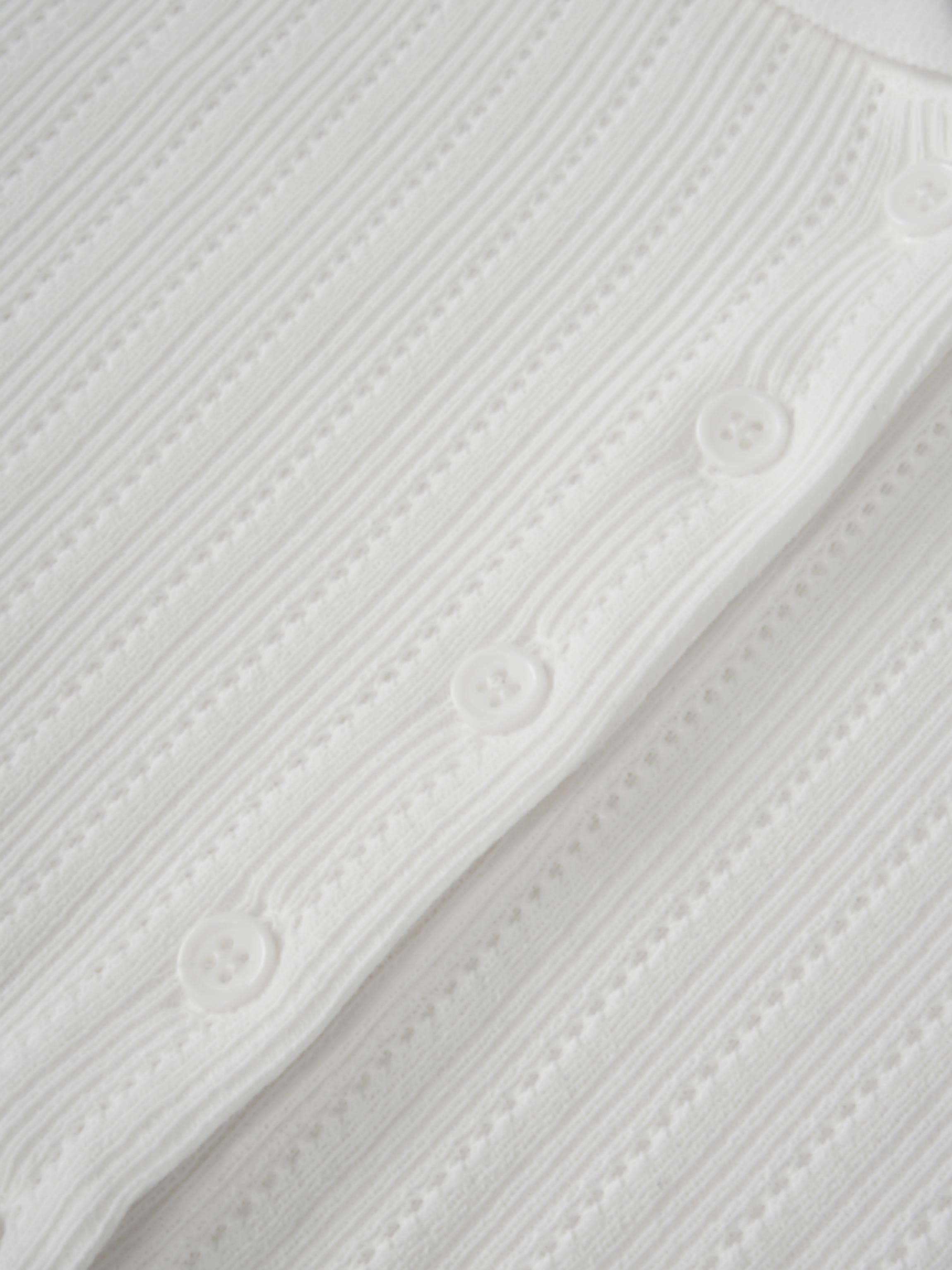 Wide Band Pointelle Sweater-White