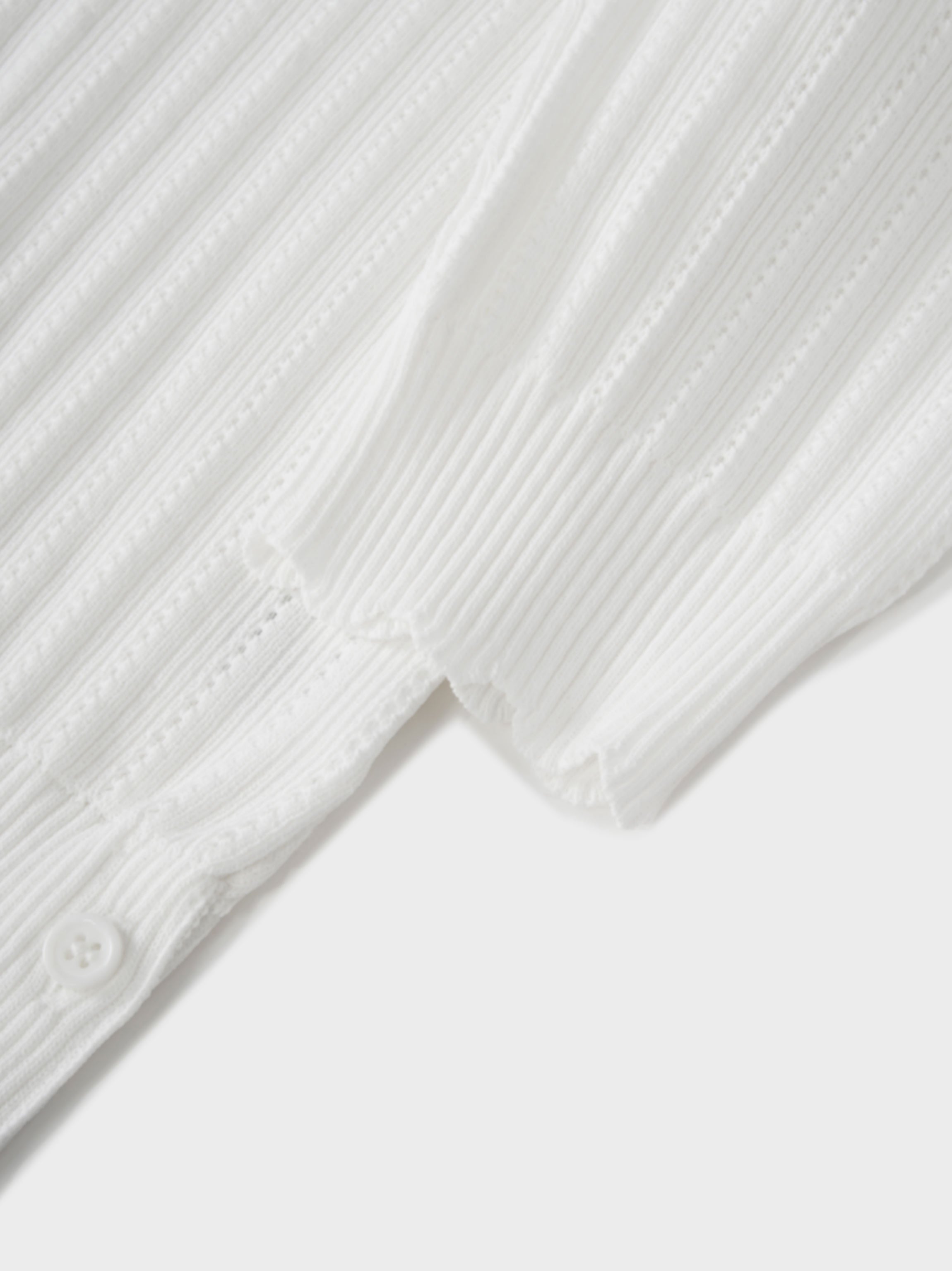 Wide Band Pointelle Sweater-White