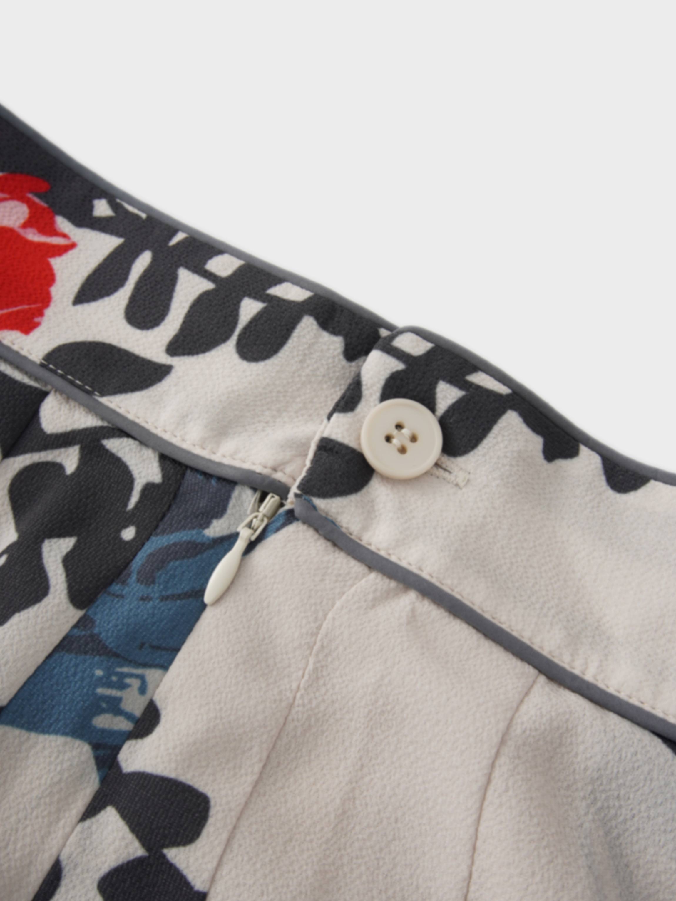 Printed Stitched Pleated Skirt-Floral