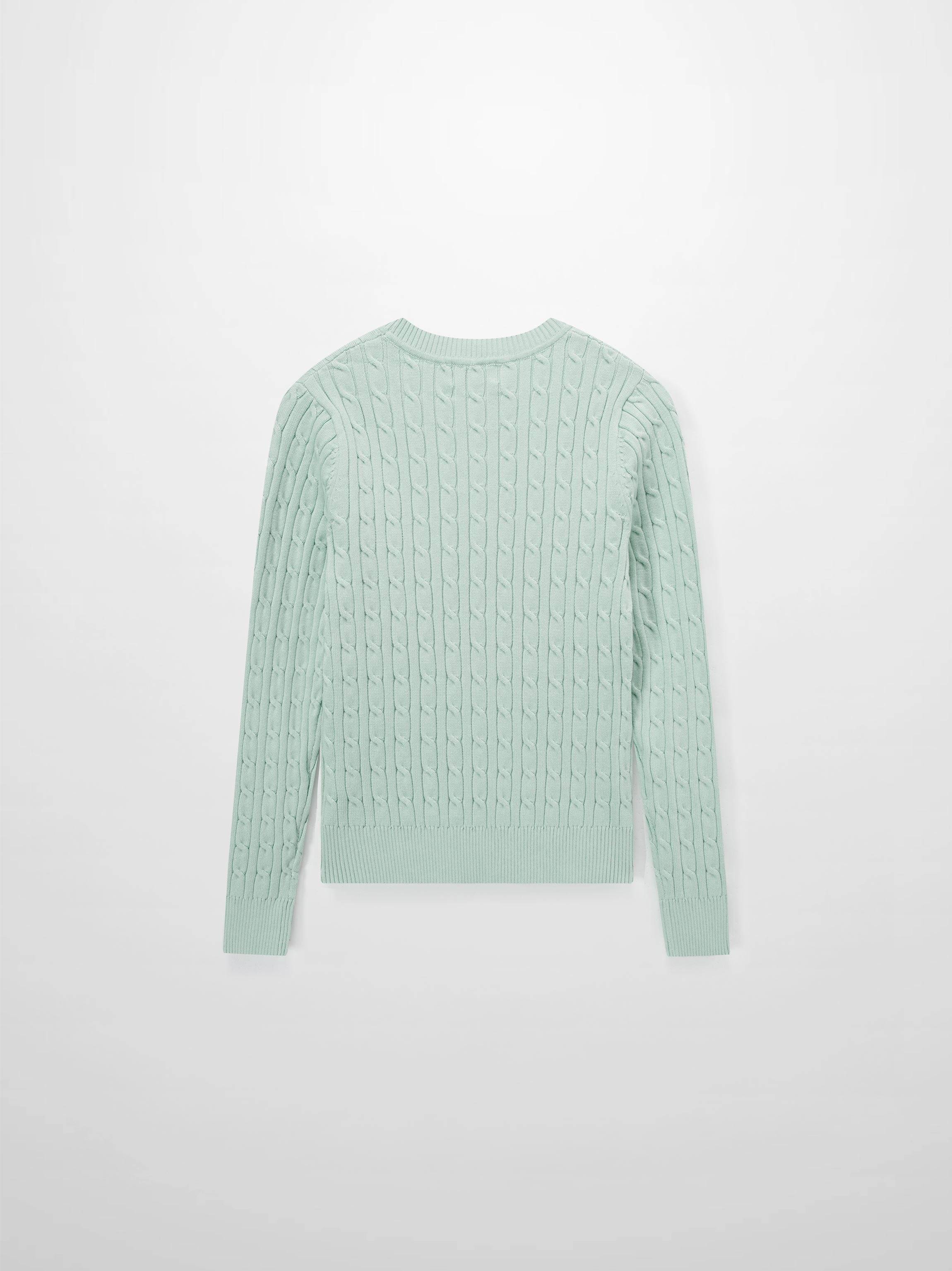 Crew Neck Cable Sweater-Aqua