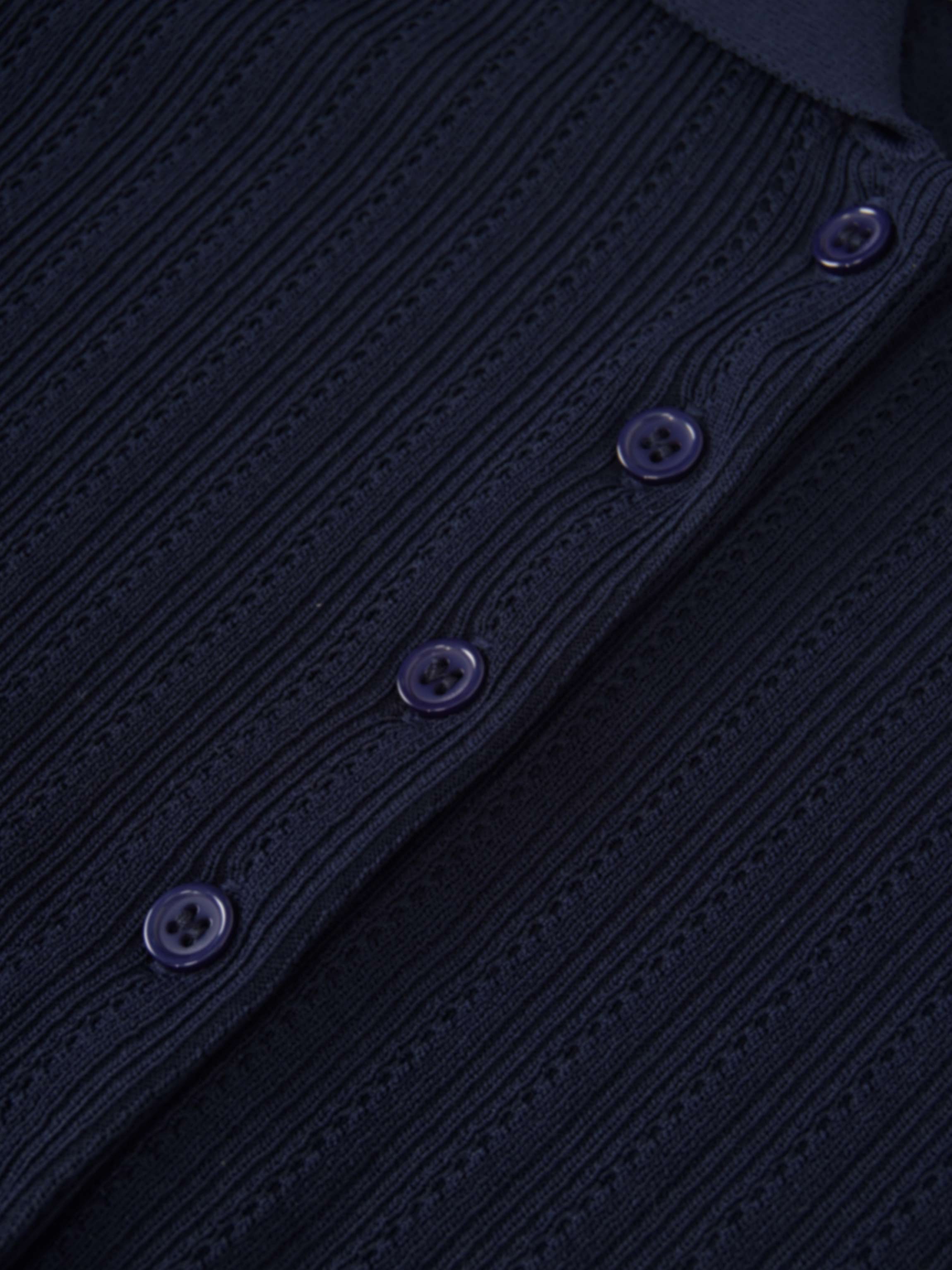Wide Band Pointelle Sweater-Navy