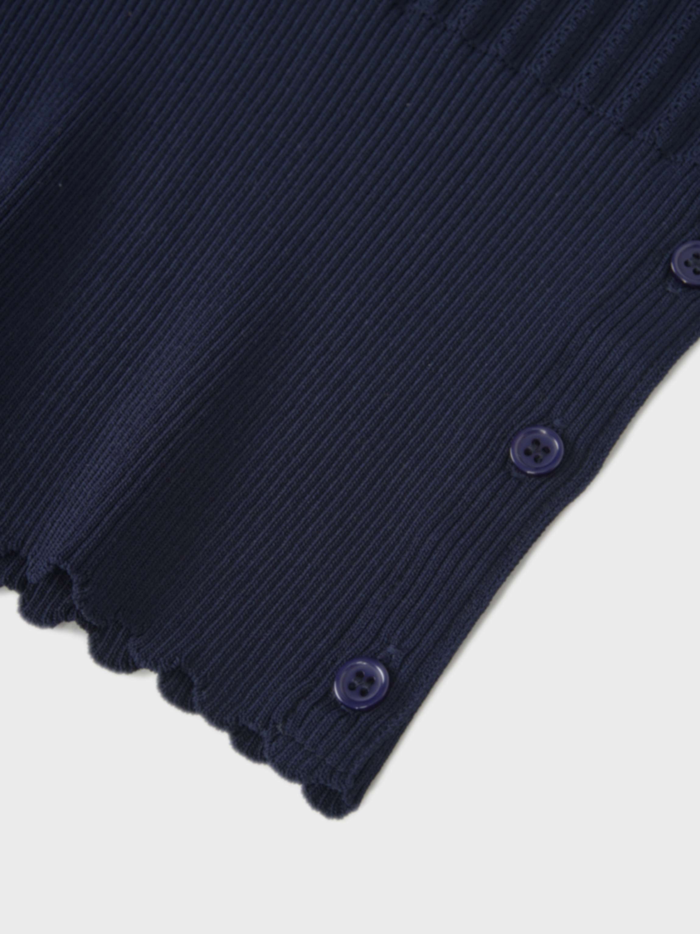 Wide Band Pointelle Sweater-Navy