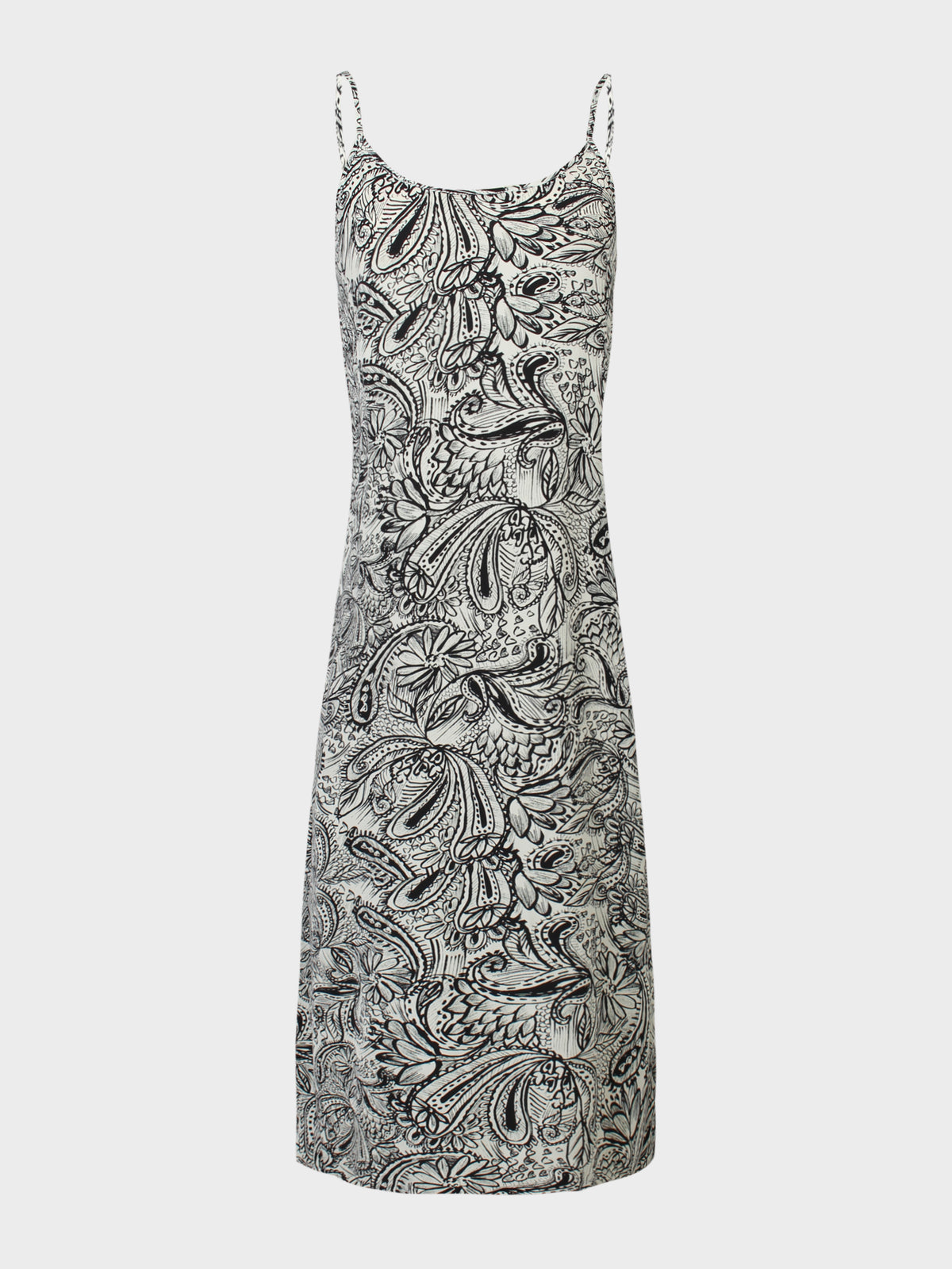 Printed Crew Neck Slip Dress-Sketch Floral