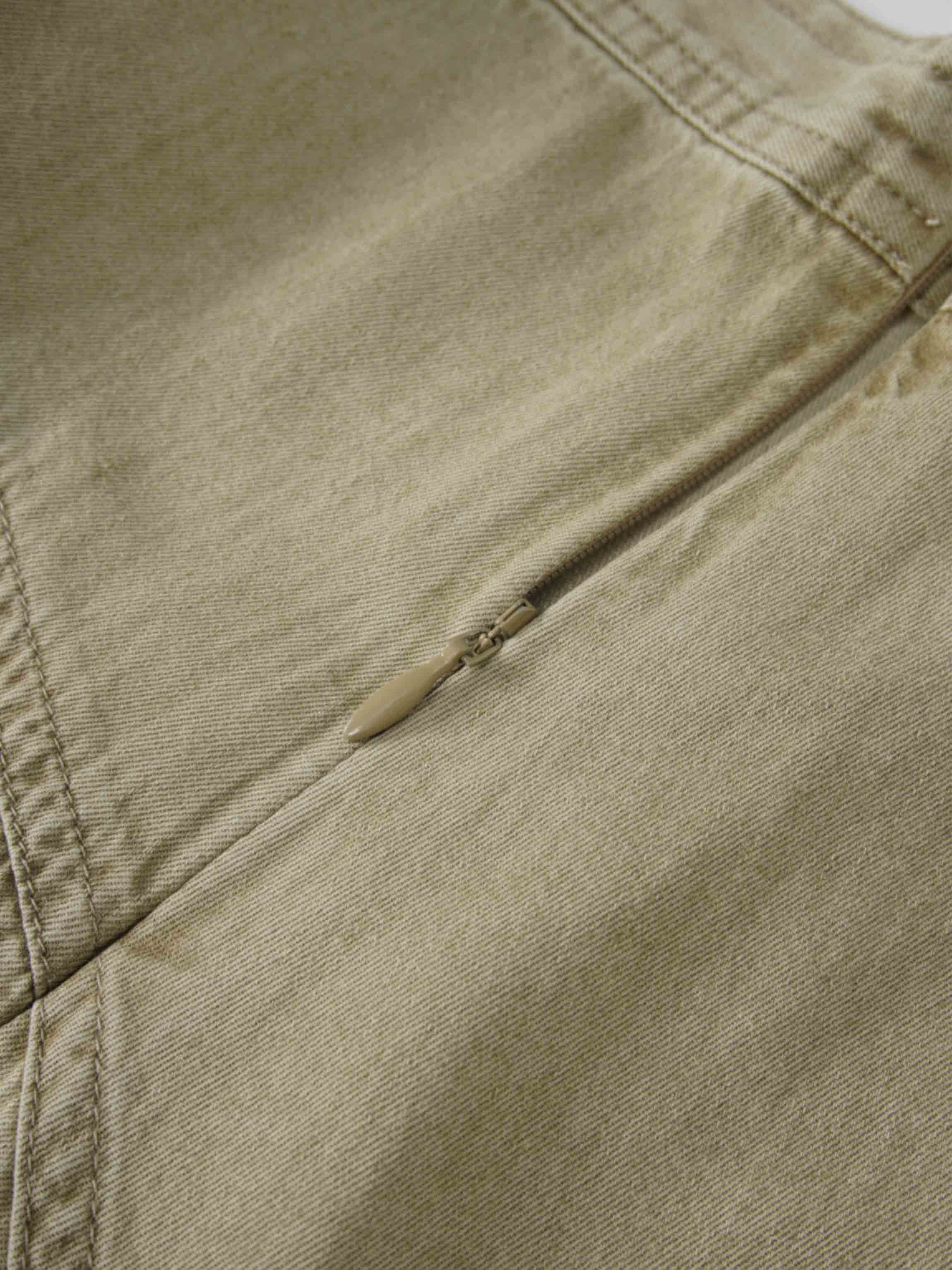 Denim Yoke Circle Skirt-Washed Khaki