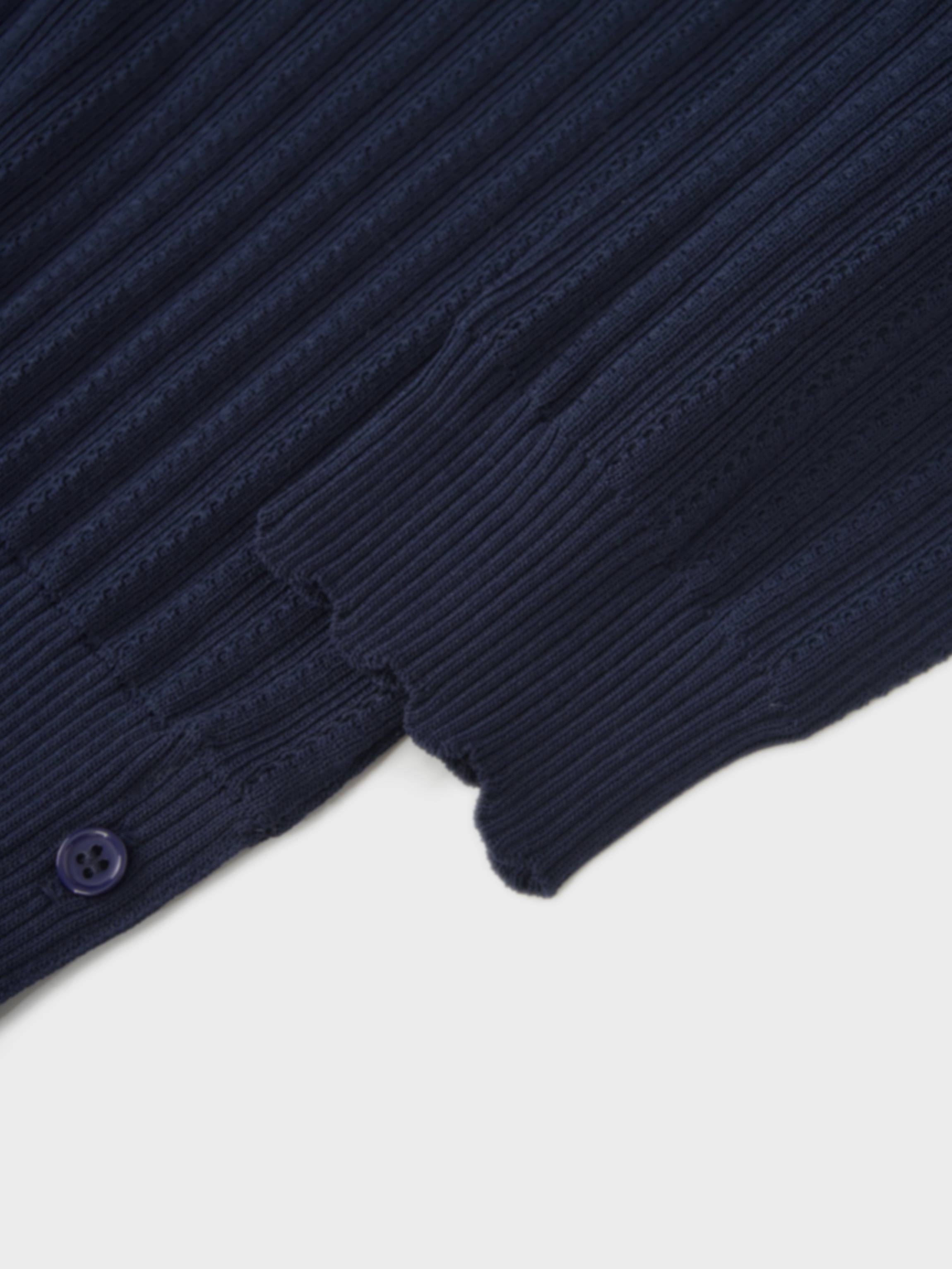 Wide Band Pointelle Sweater-Navy