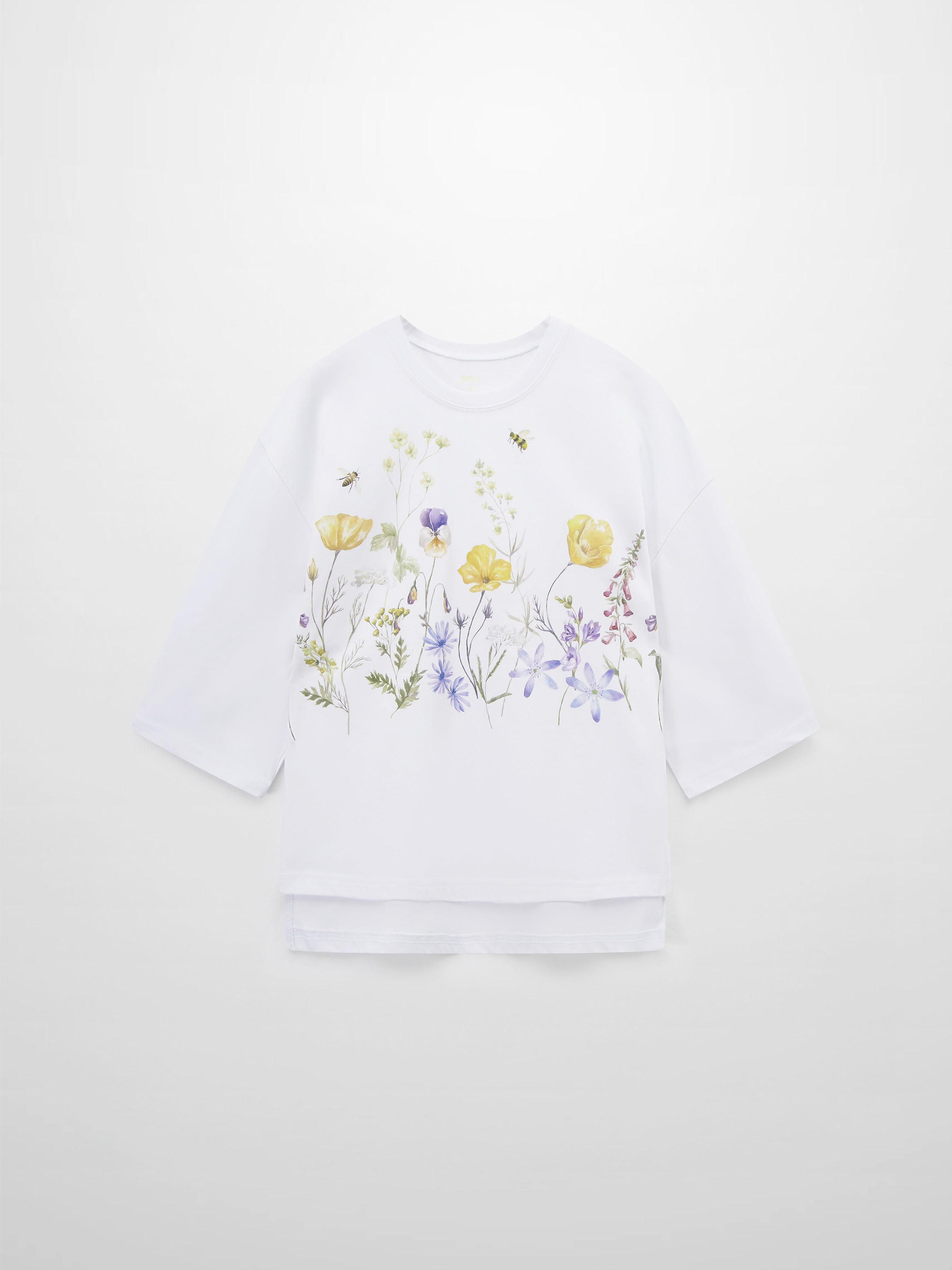 Oversized Printed Tee-Scattered Flowers