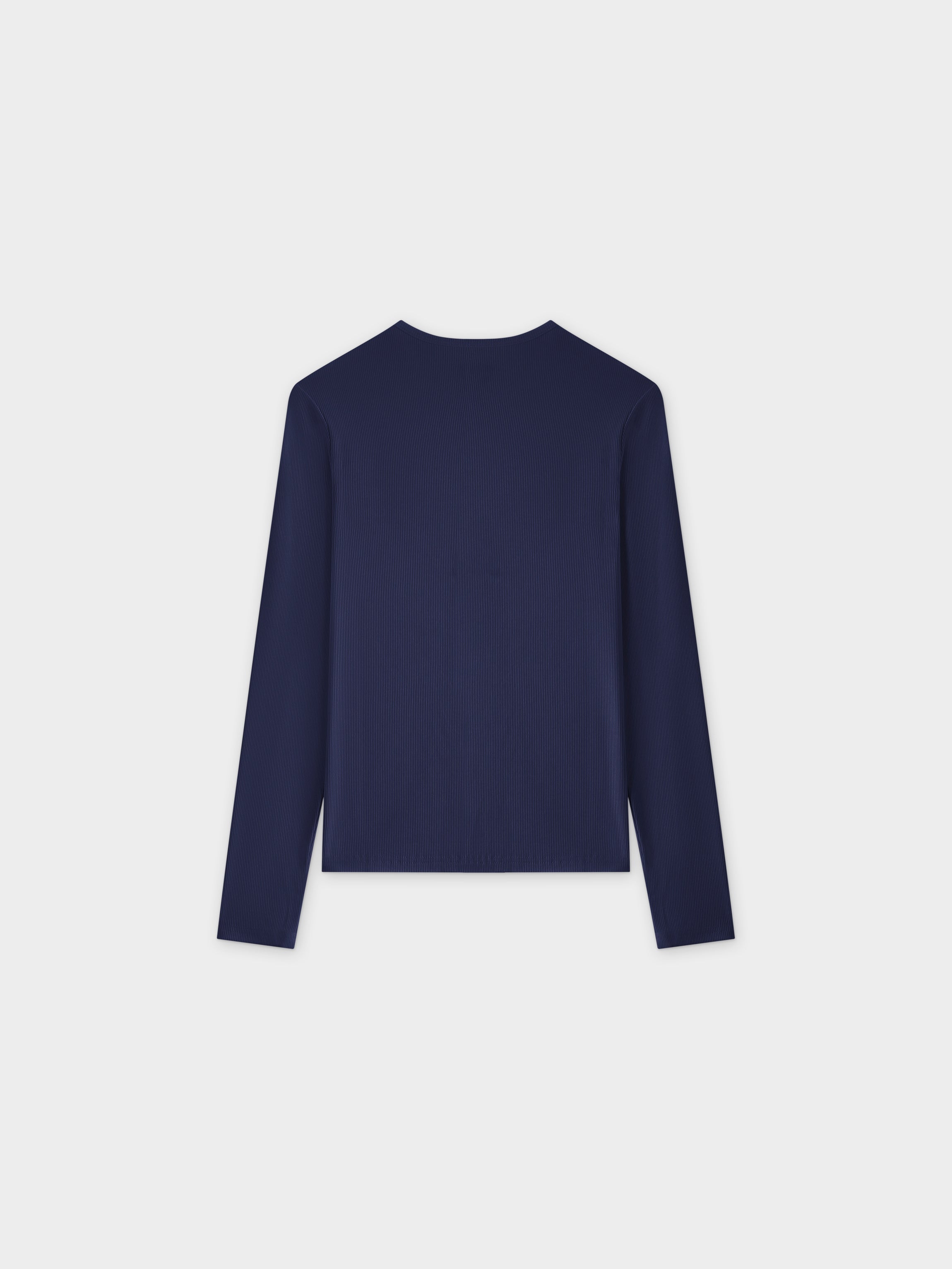 CLASSIC RIBBED CREW TEE LS-NAVY