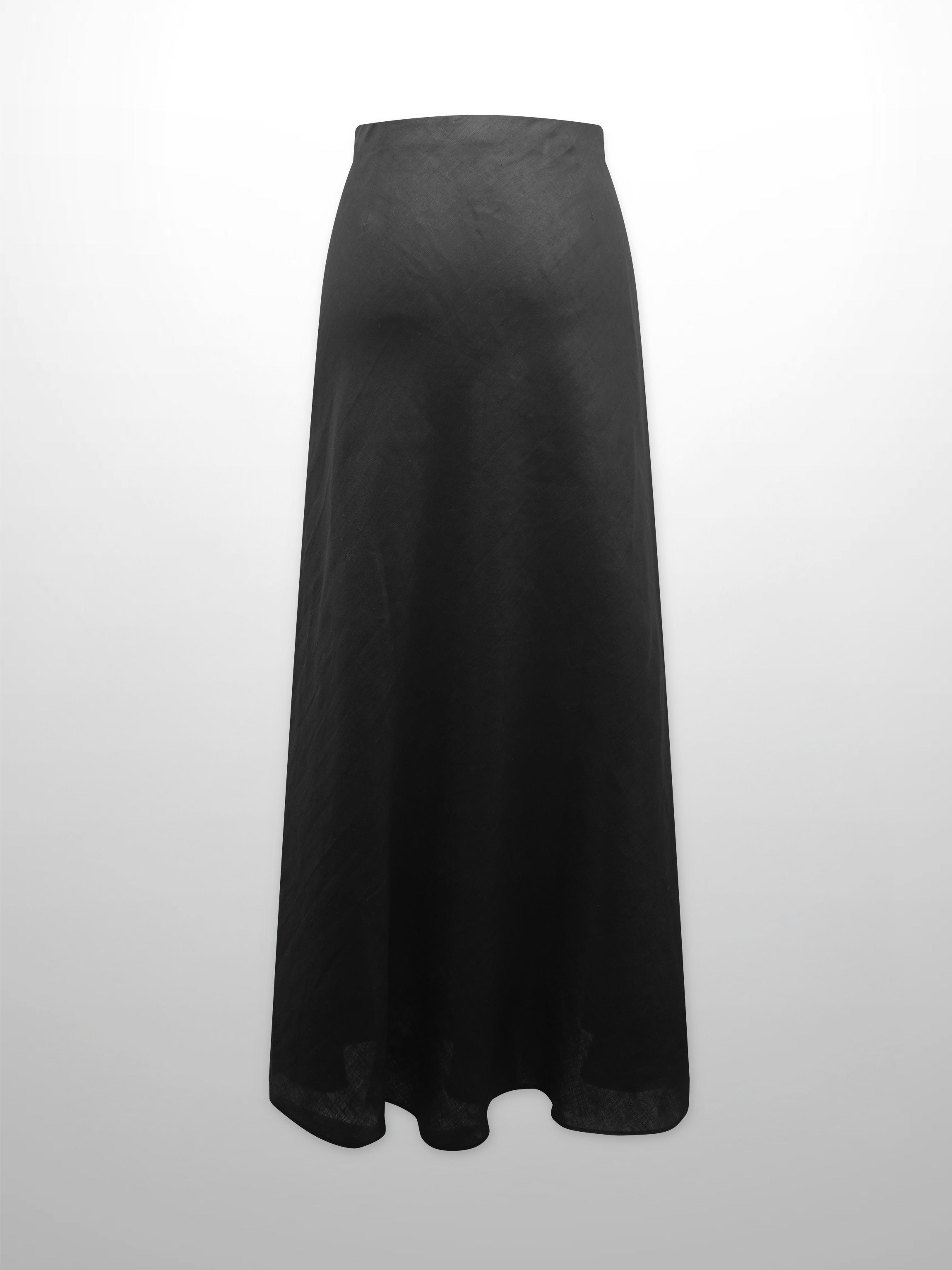 Linen Slip Skirt-Black