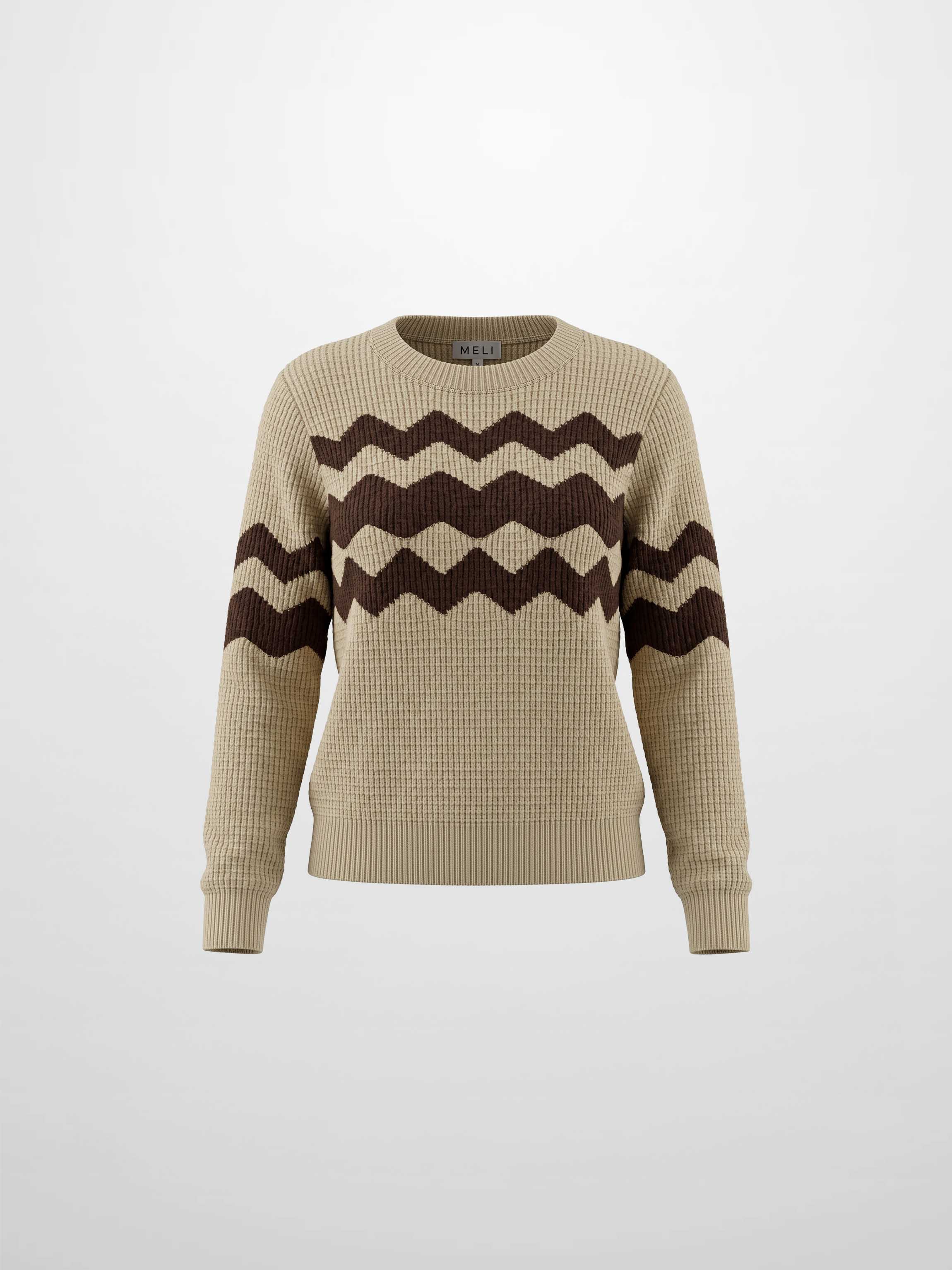 Waffle Designed Sweater - Tan/Brown