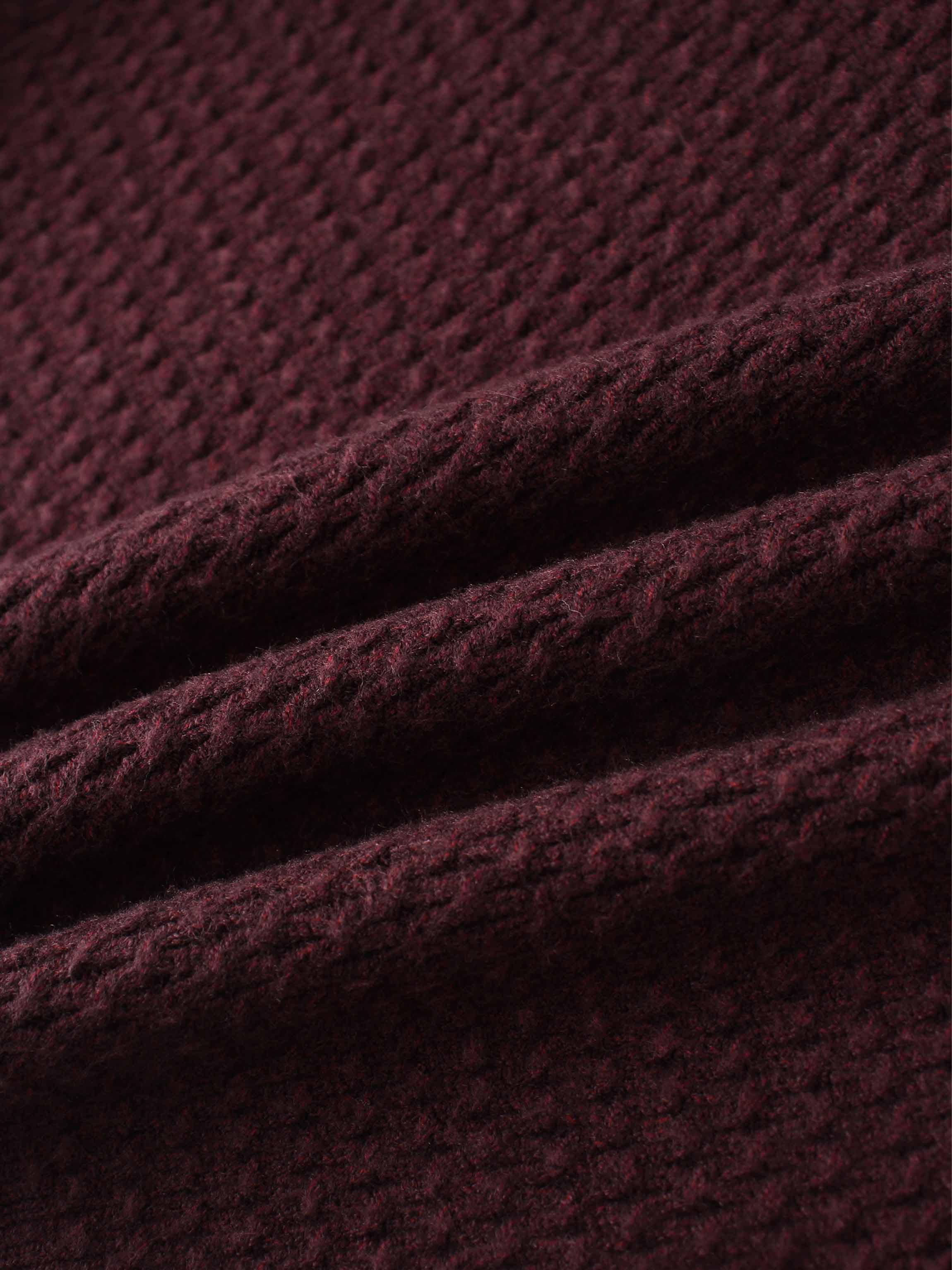 Textured Crew Cardigan-Heathered Burgundy
