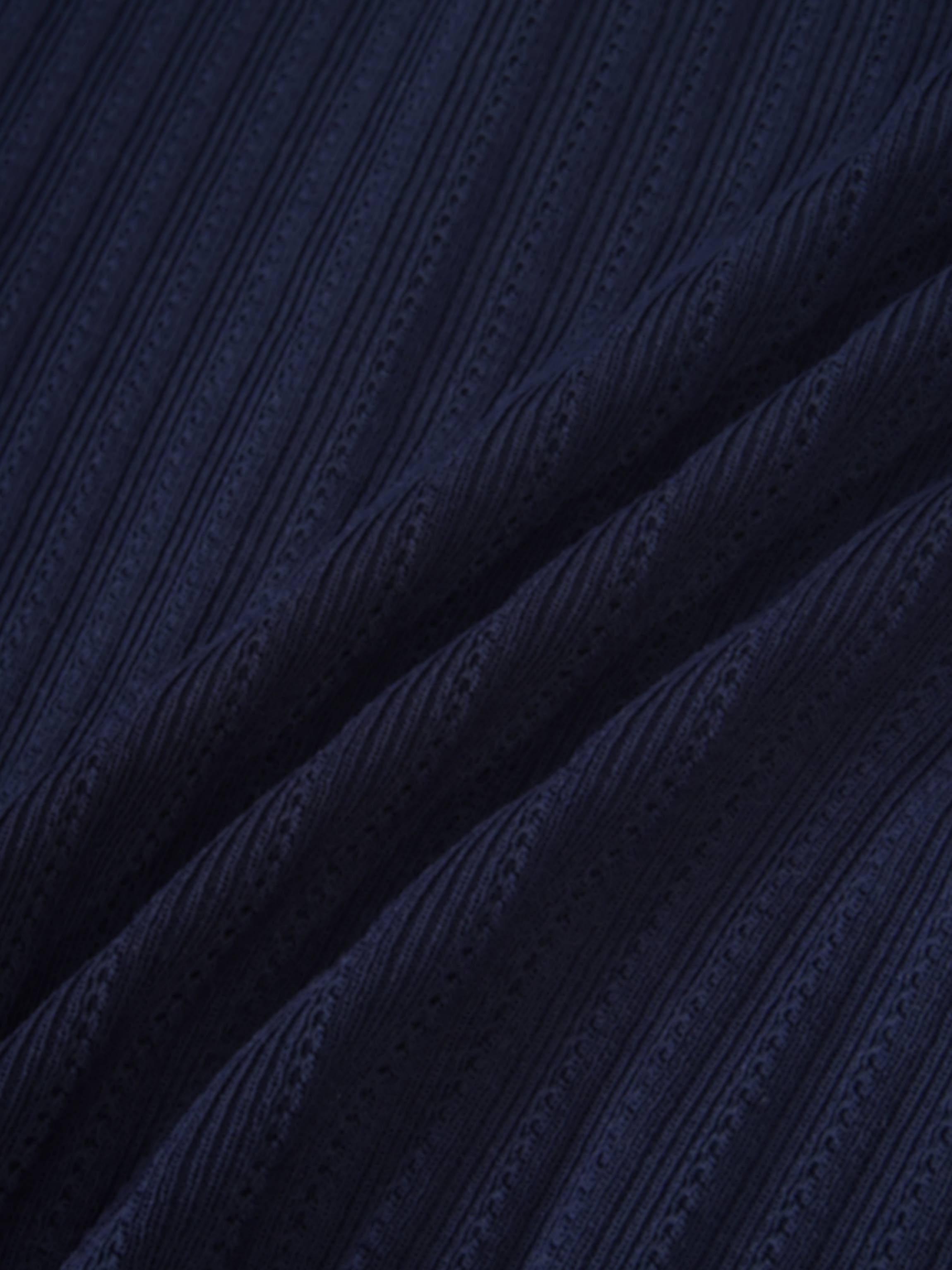 Wide Band Pointelle Sweater-Navy