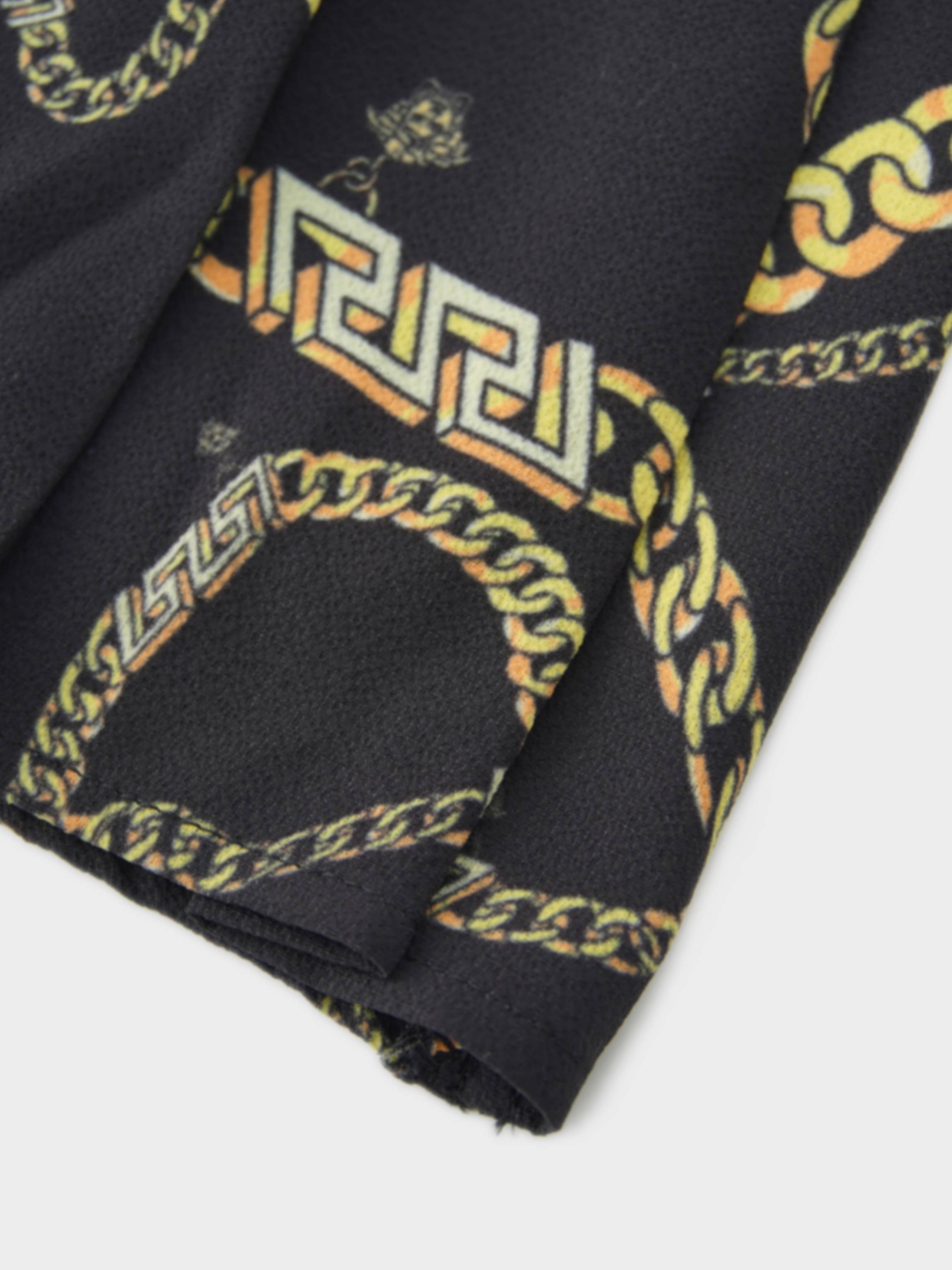 Print Yoke Pleated Skirt-Gold Chains