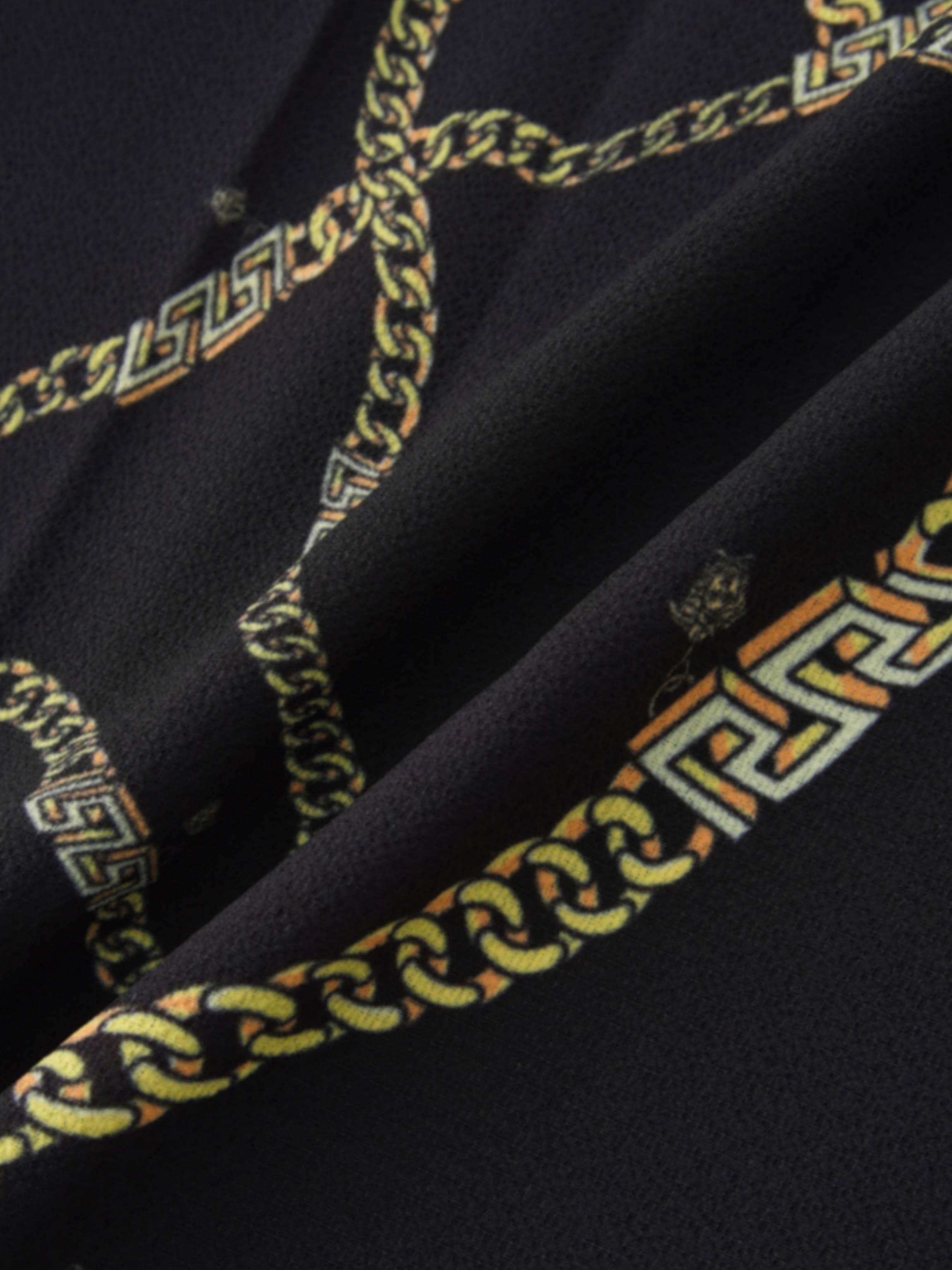 Print Yoke Pleated Skirt-Gold Chains