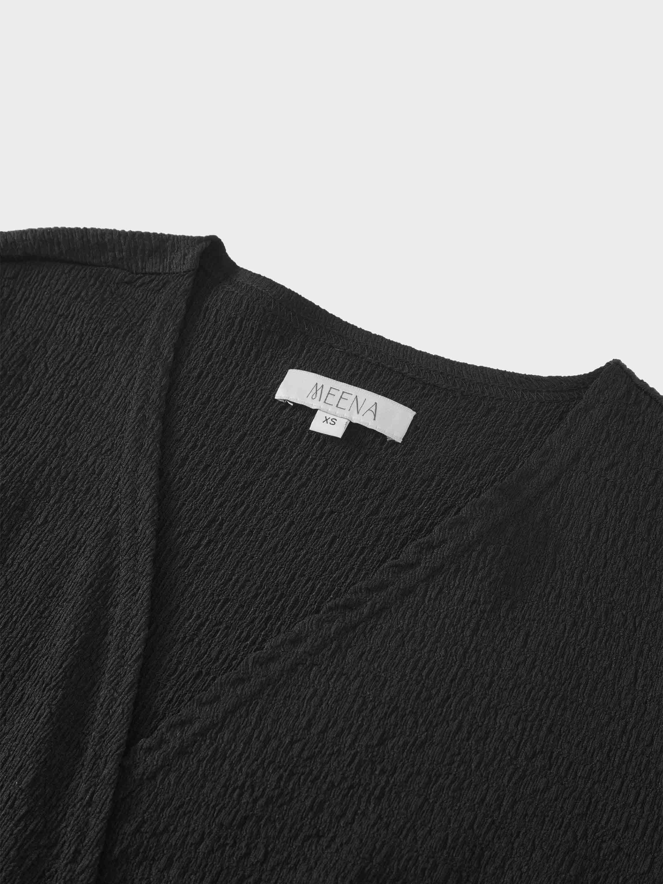 Textured Wrap Maxi Dress-Black