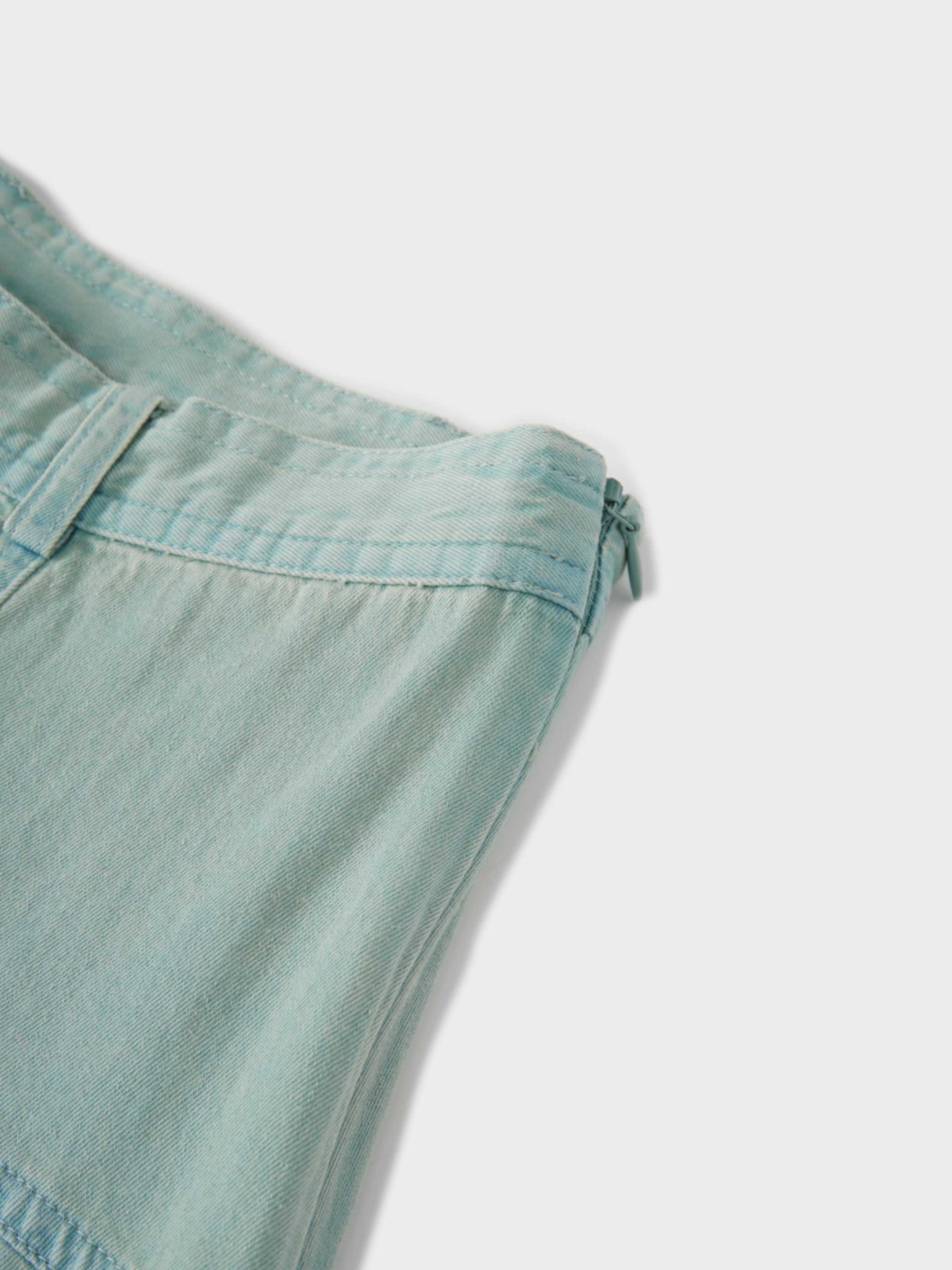 Denim Yoke Circle Skirt-Dusty Mint