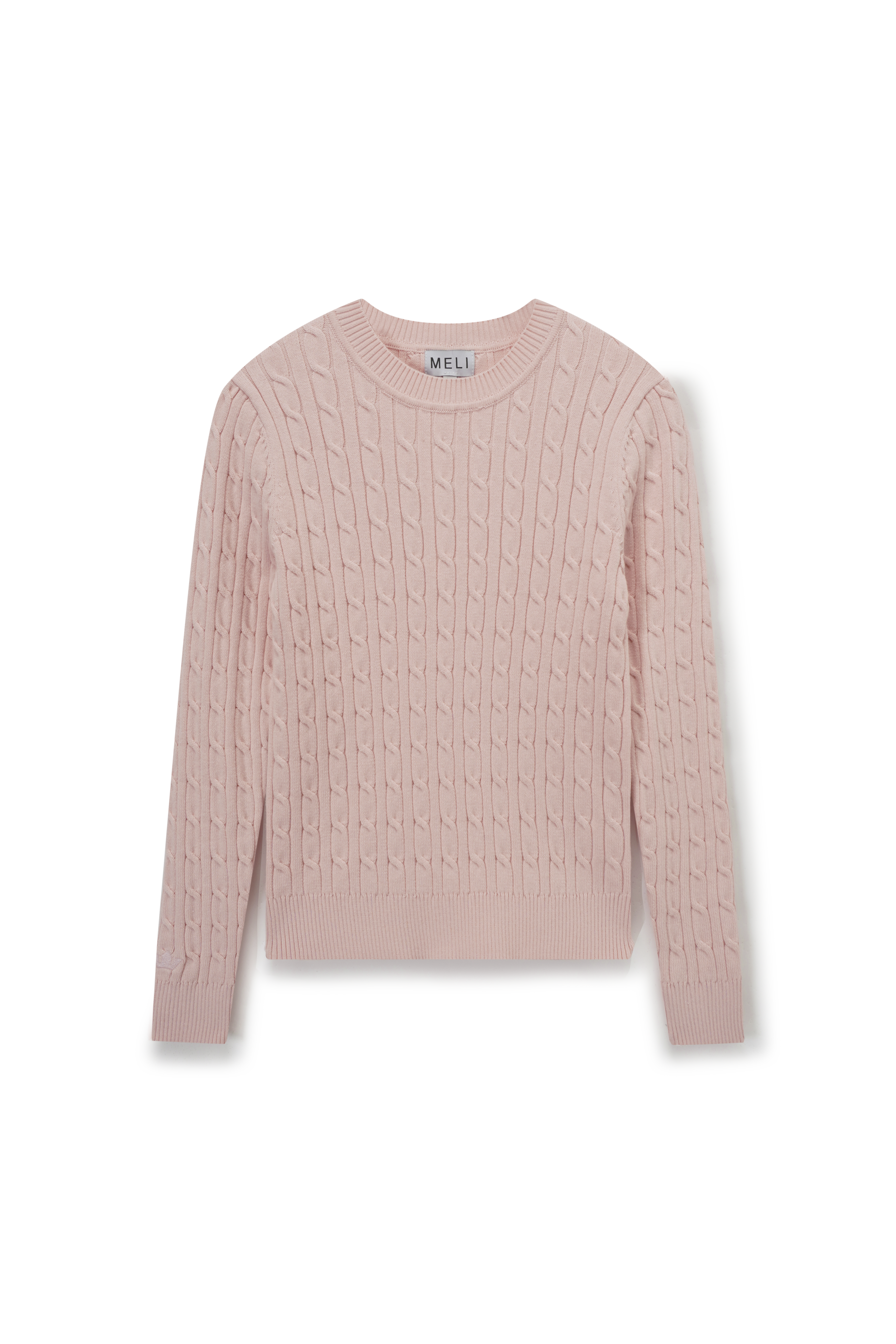 Crew Neck Cable Sweater-Bone