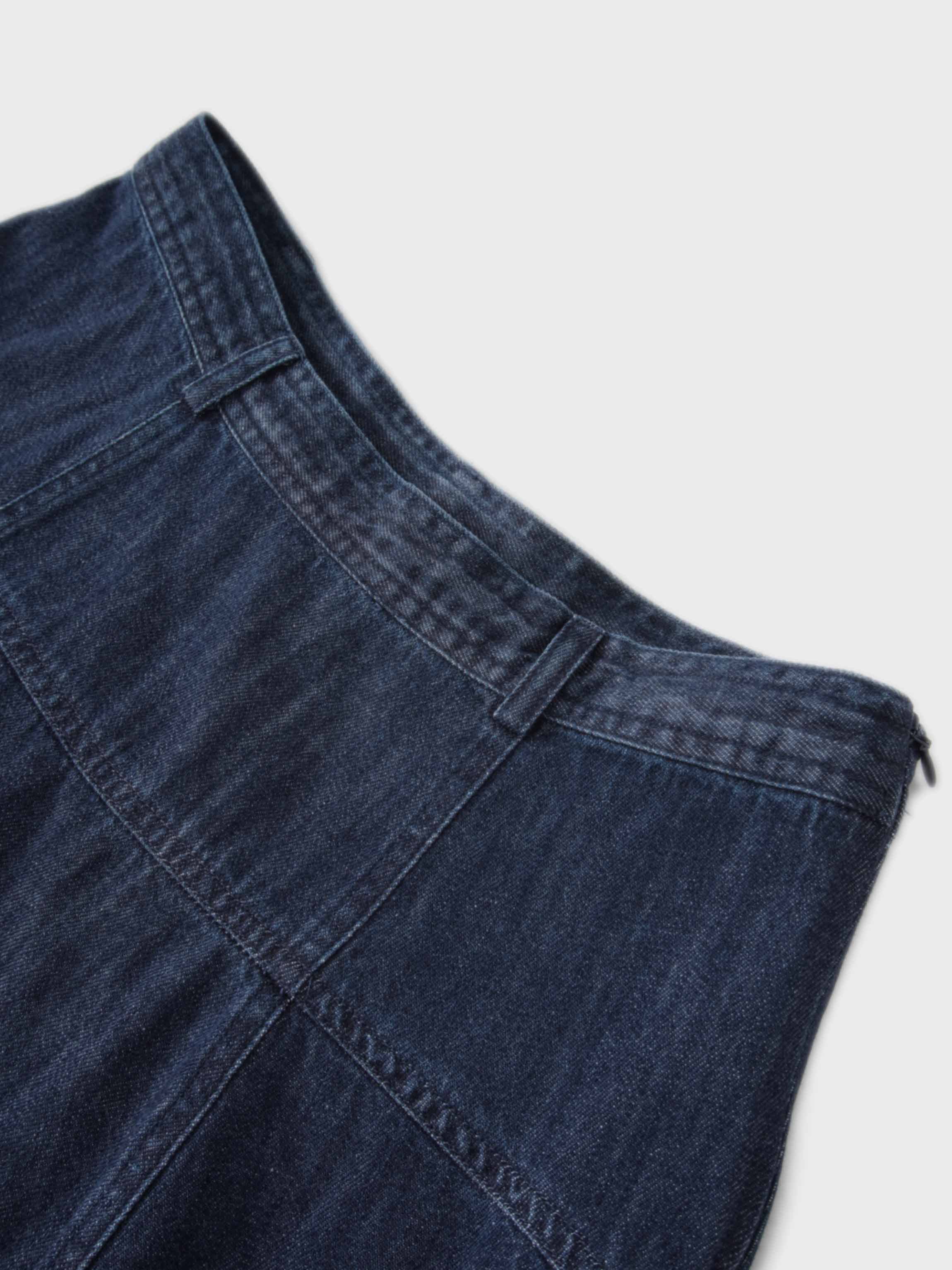 Denim Yoke Circle Skirt-Blue