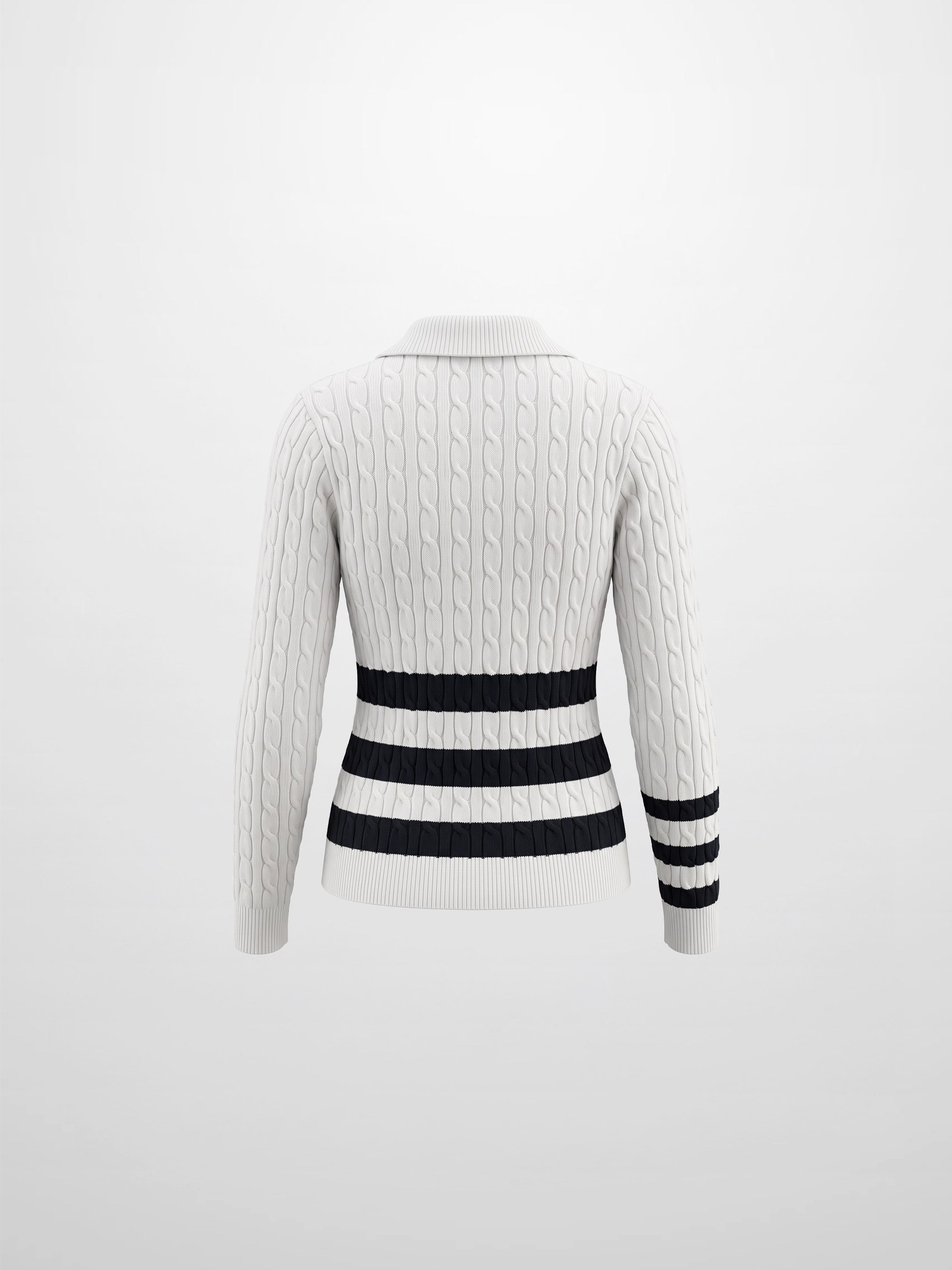 Mix Stripe Cable Sweater - White and Navy