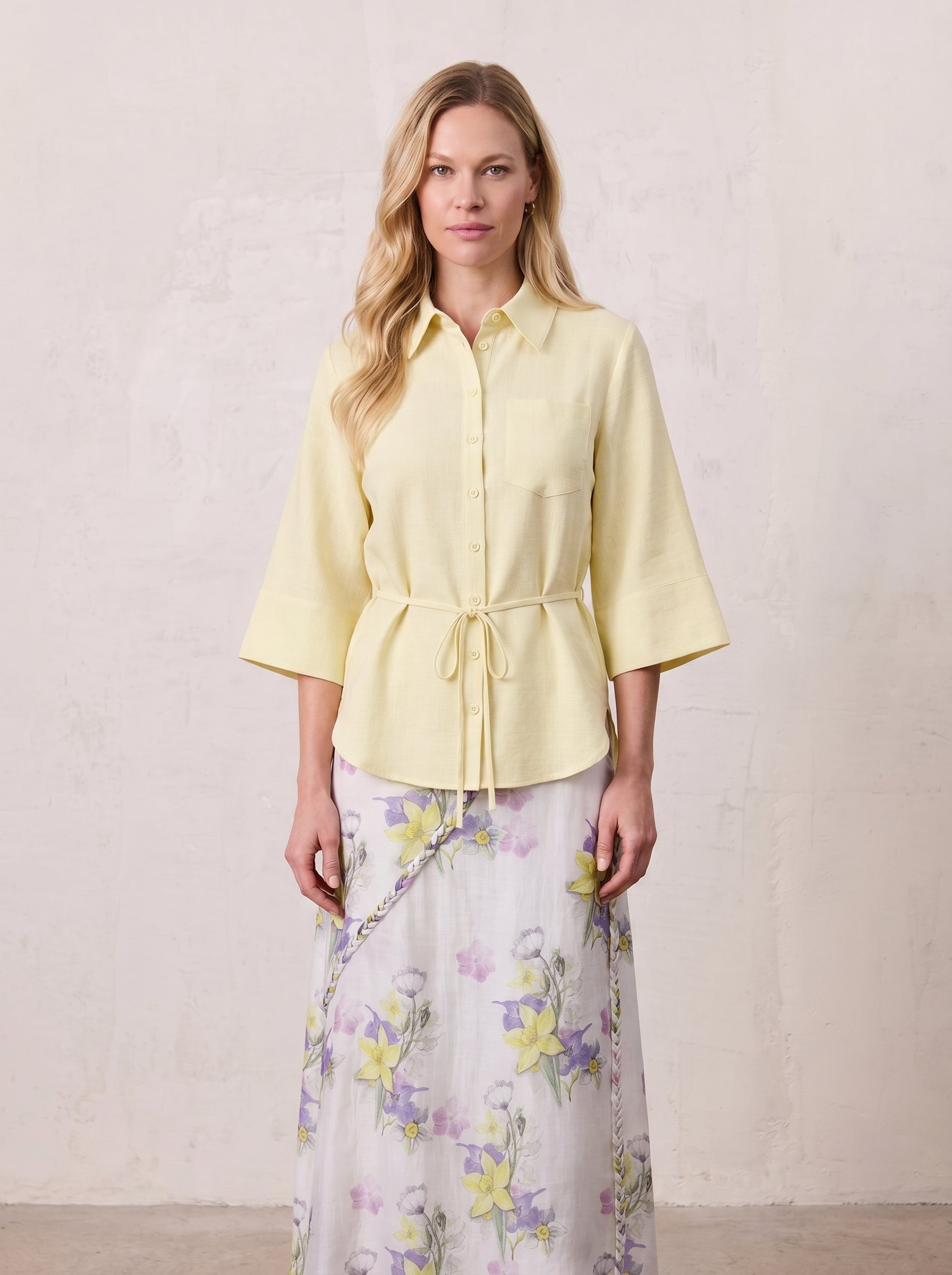 Tie Back Blouse-Yellow